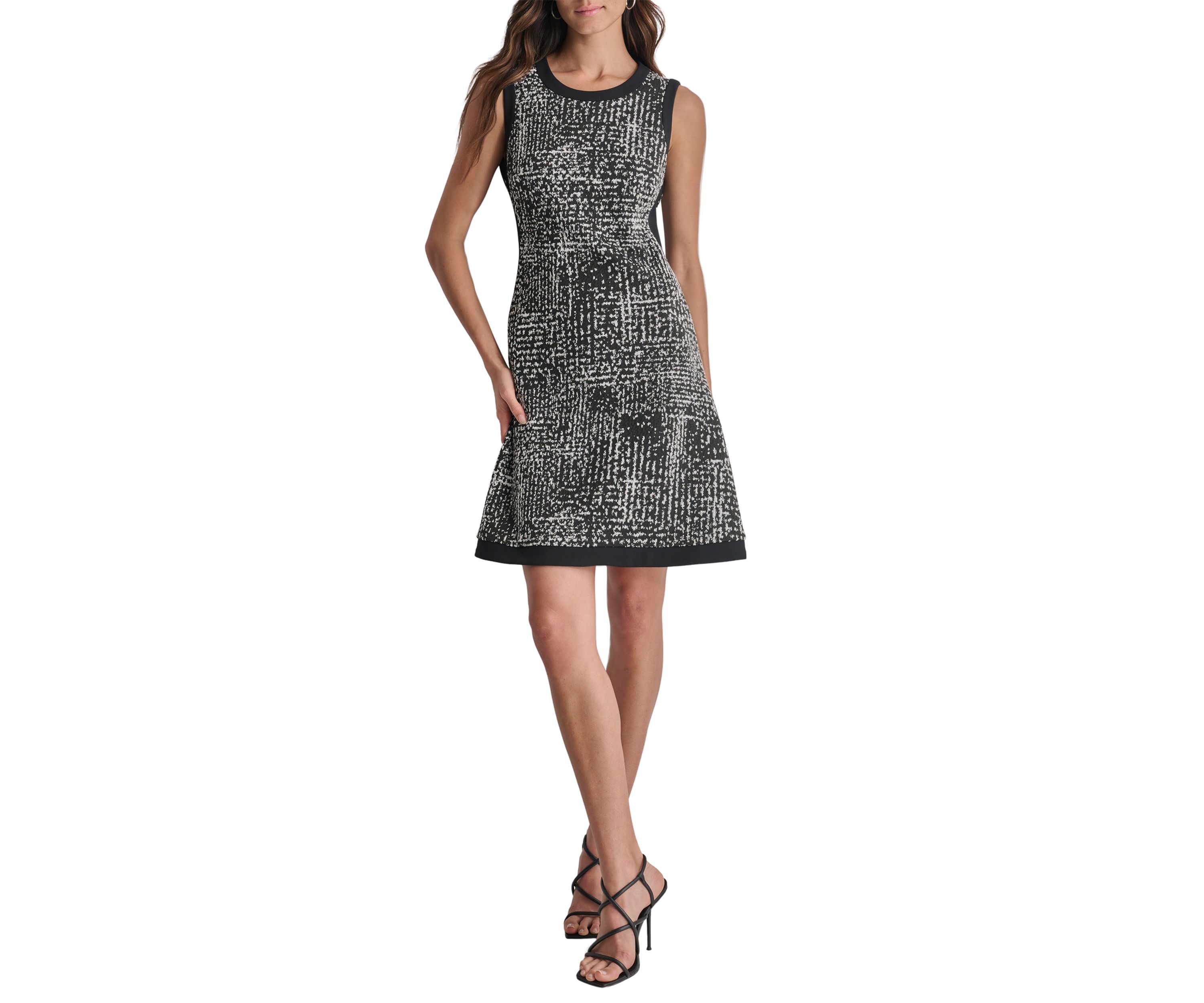 Womens Printed Sleeveless Sheath Dress