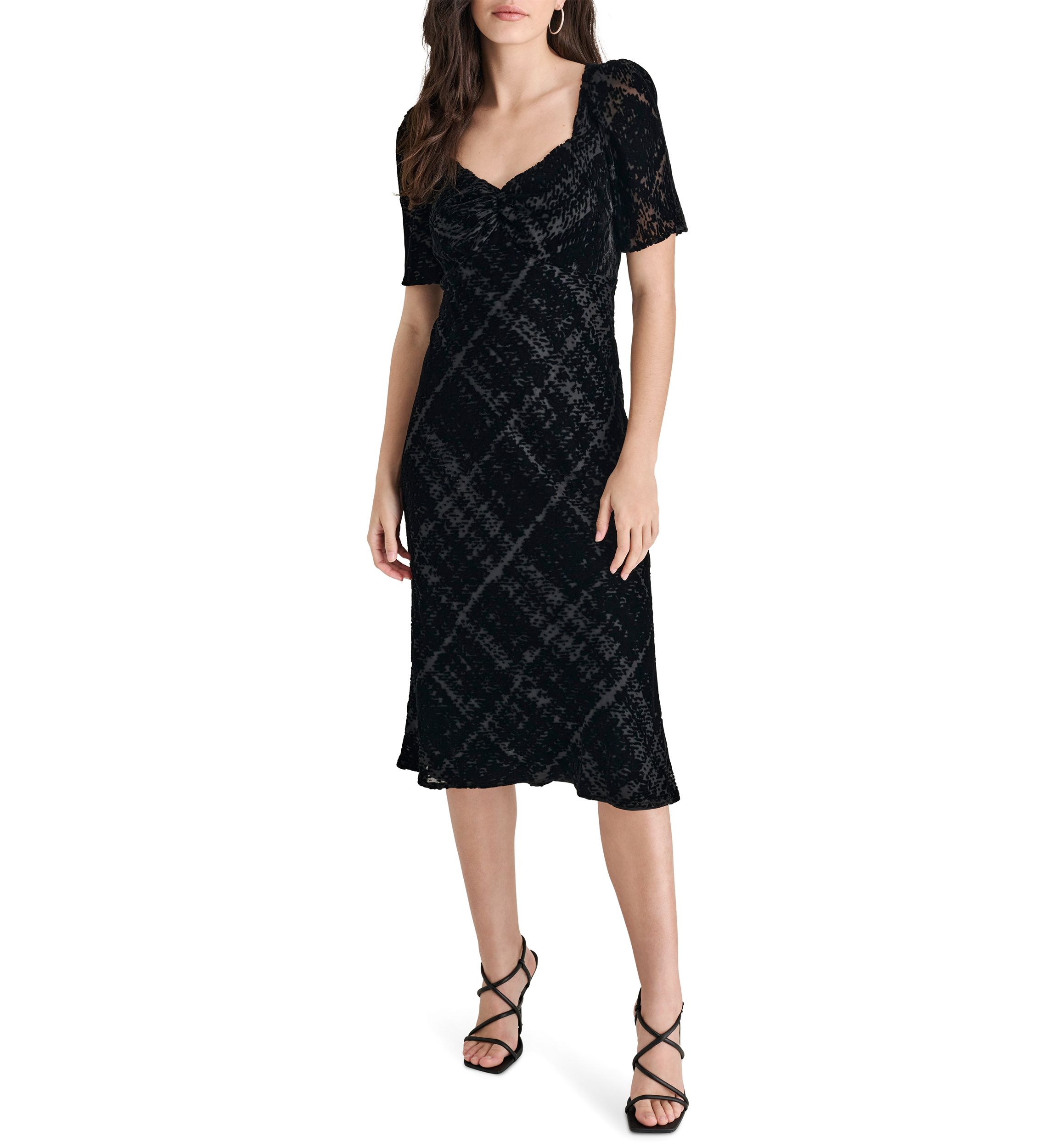 Womens Sparkle V-Neck A-Line Dress