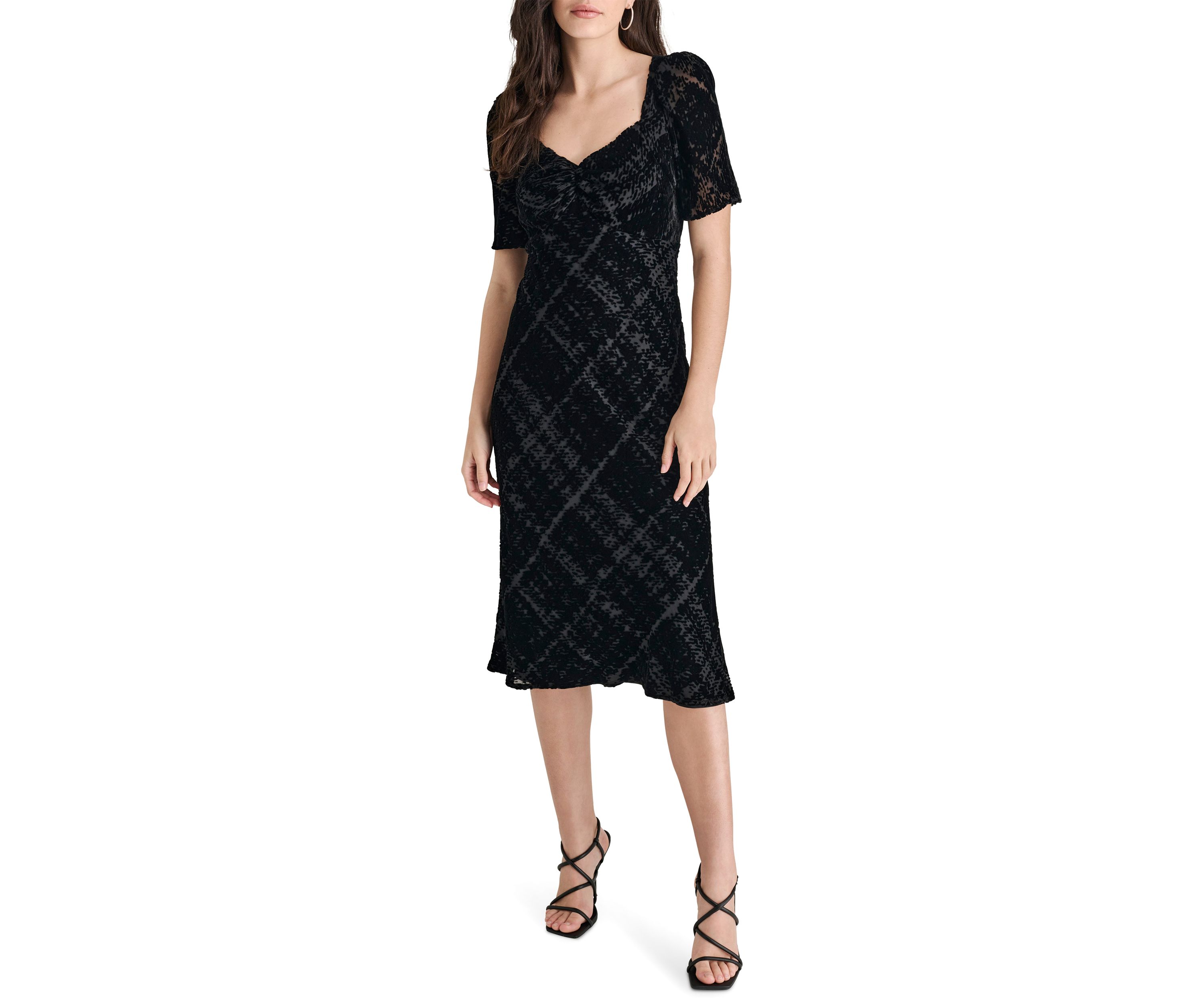 Womens Sparkle V-Neck A-Line Dress