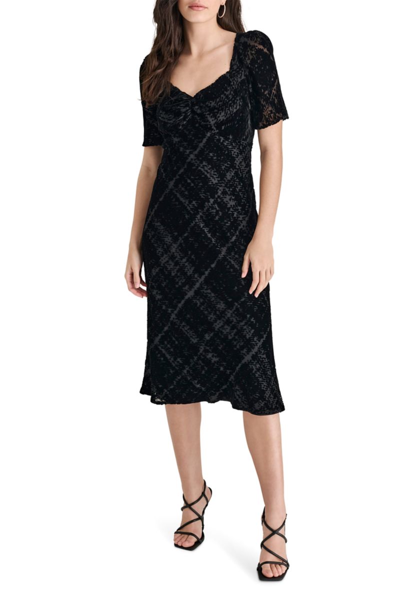 Womens Sparkle V-Neck A-Line Dress
