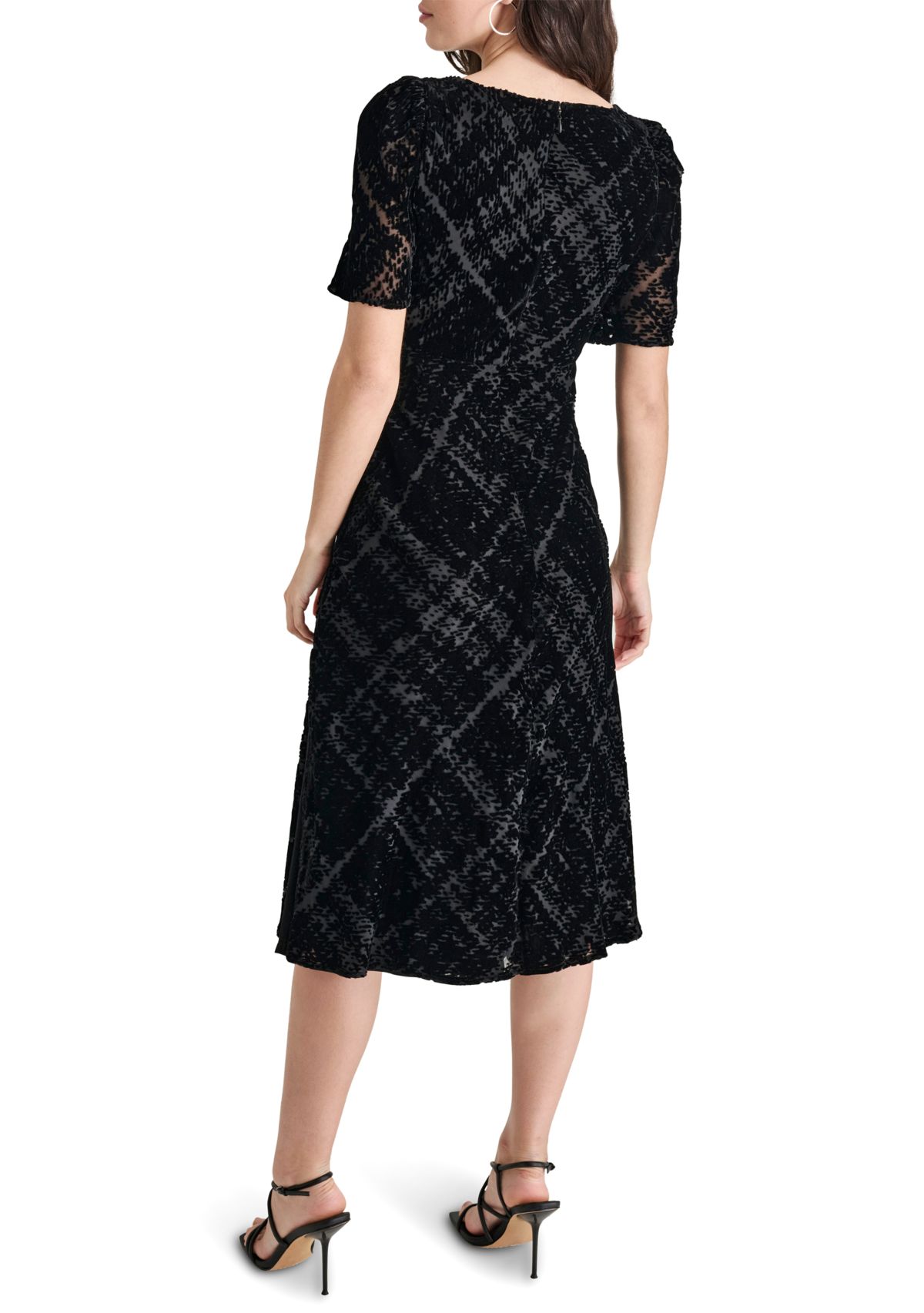 Womens Sparkle V-Neck A-Line Dress