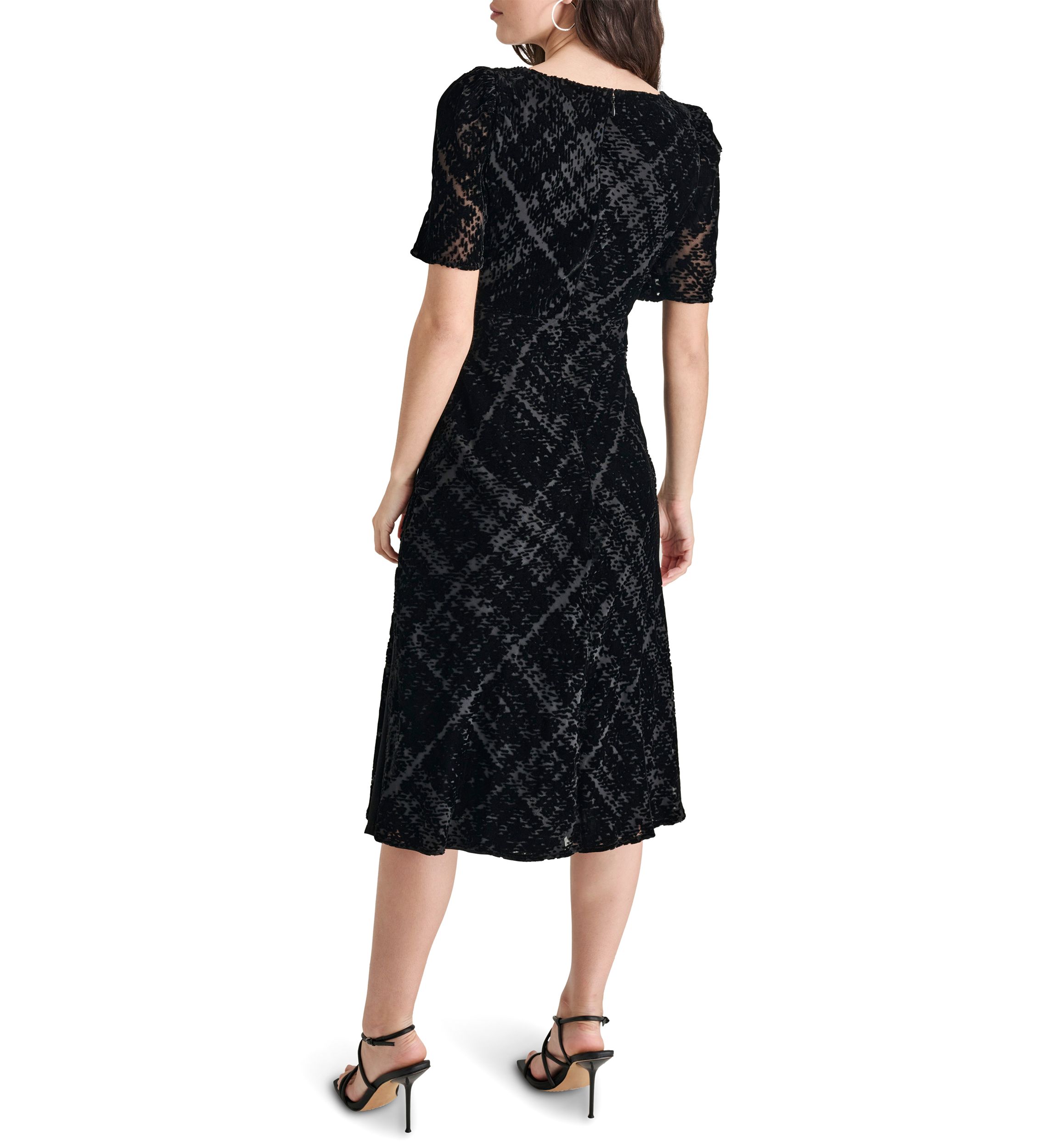 Womens Sparkle V-Neck A-Line Dress