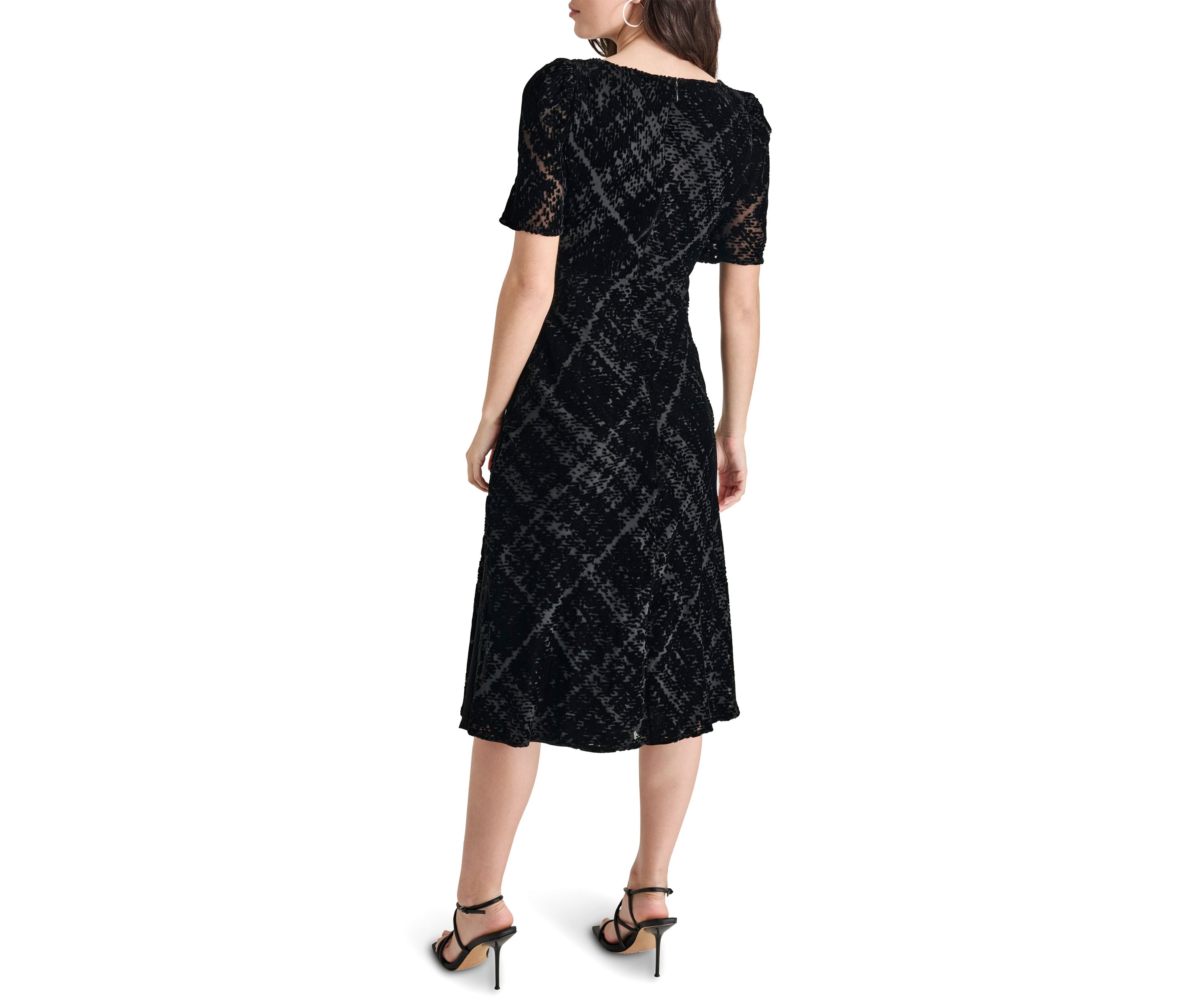 Womens Sparkle V-Neck A-Line Dress
