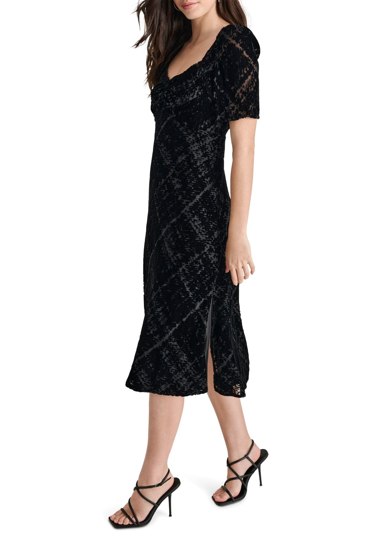 Womens Sparkle V-Neck A-Line Dress