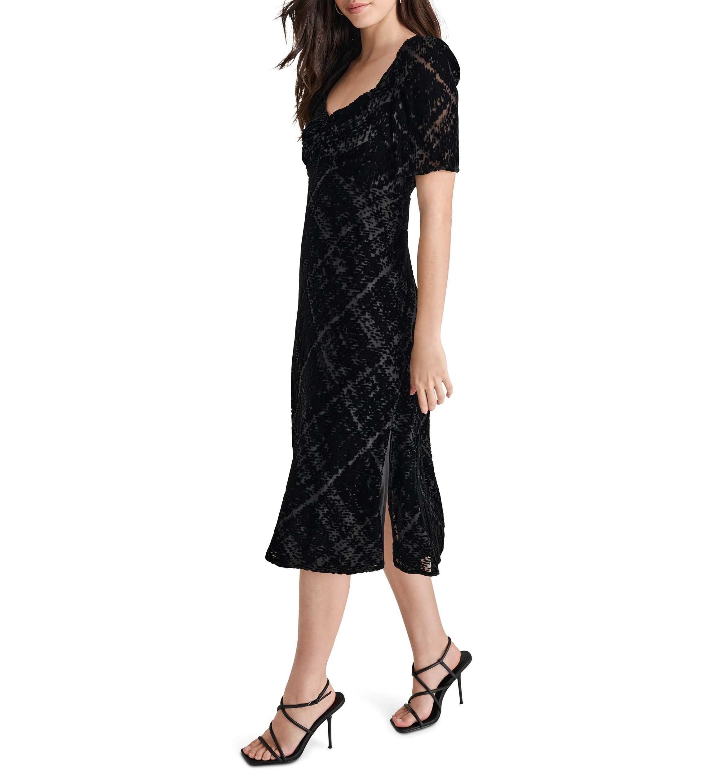 Womens Sparkle V-Neck A-Line Dress