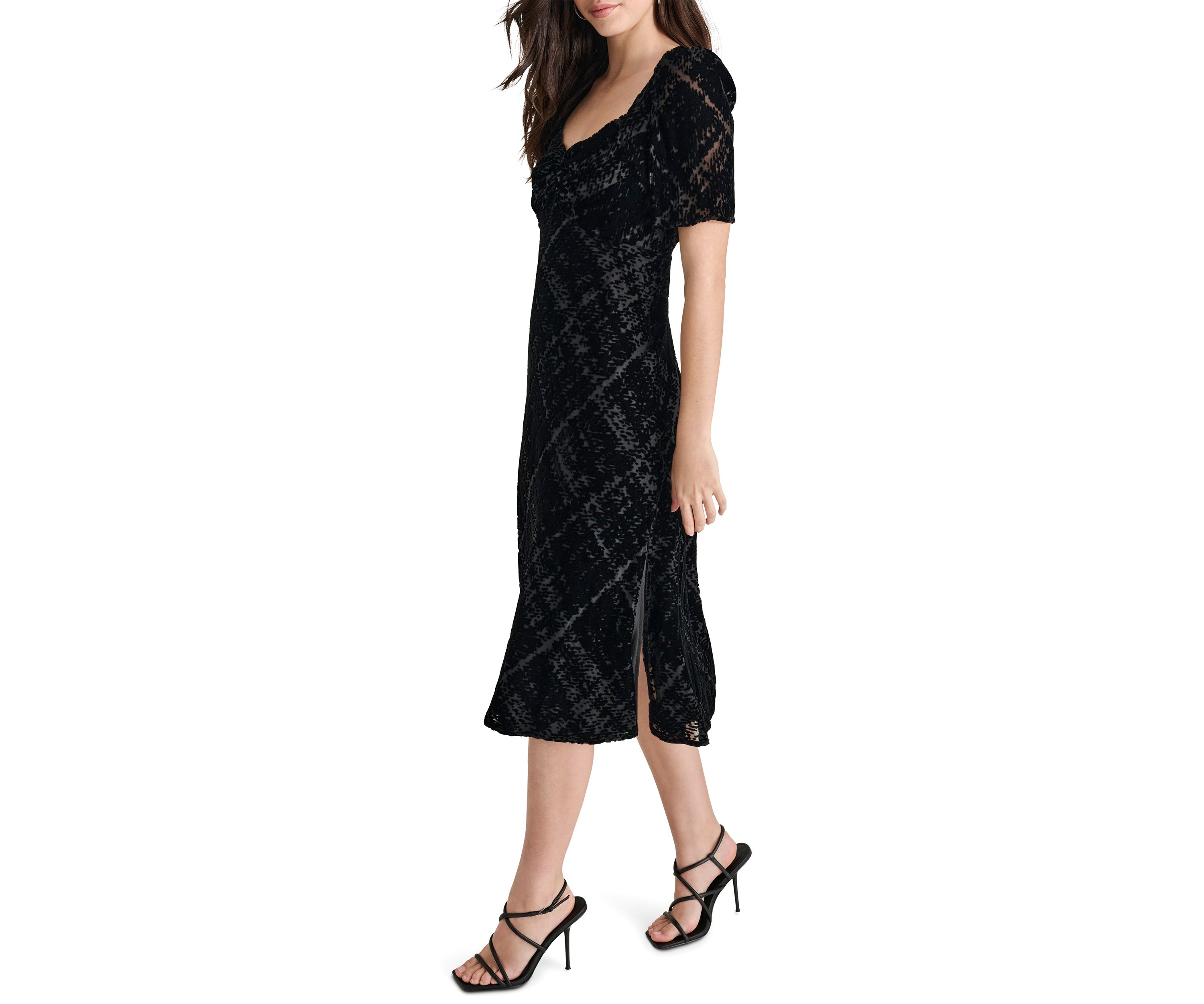 Womens Sparkle V-Neck A-Line Dress