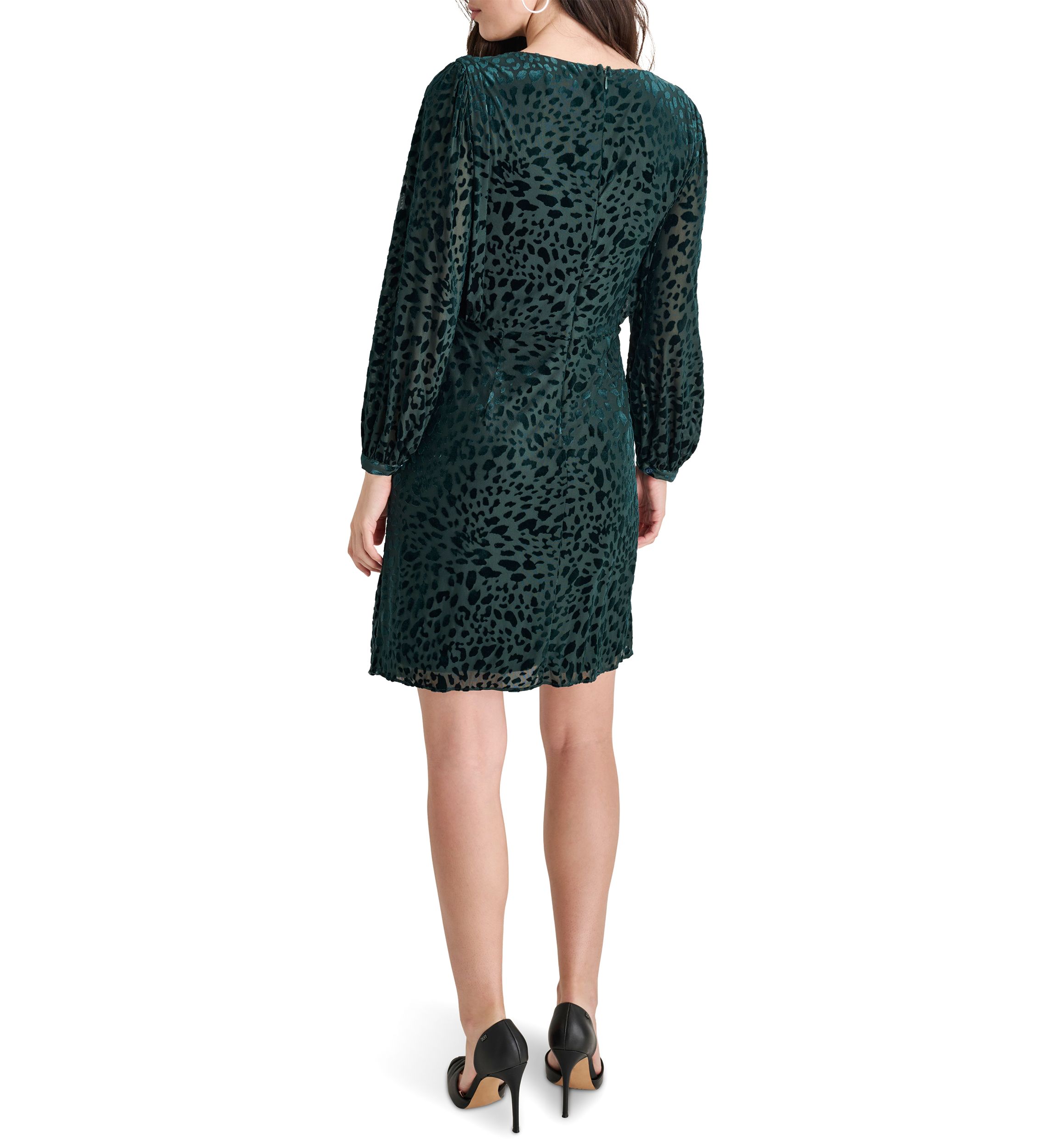 Womens Side Scrunched Printed A-Line Dress