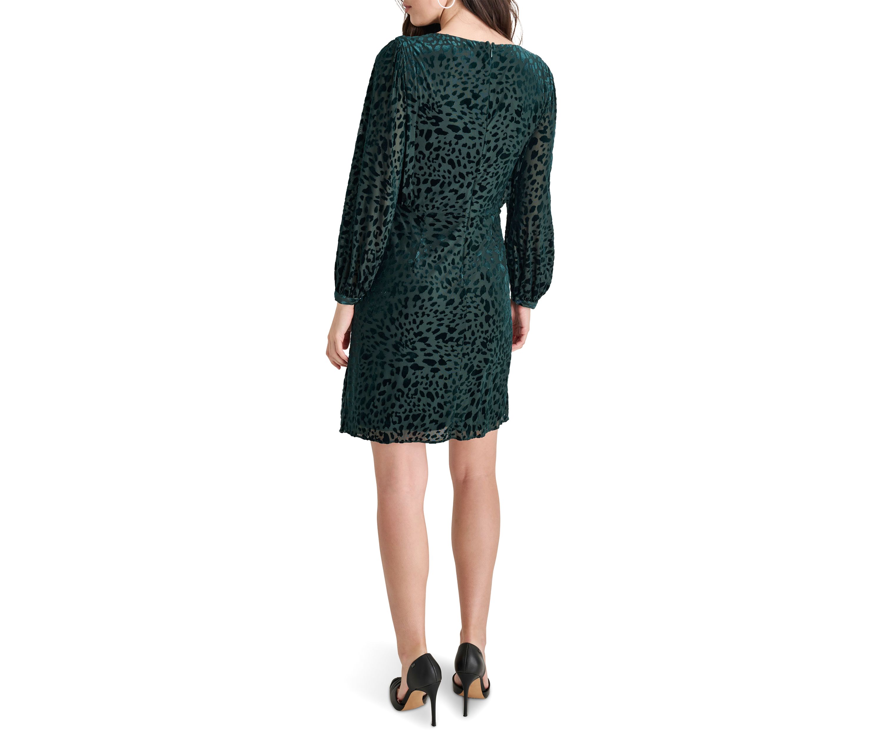Womens Side Scrunched Printed A-Line Dress