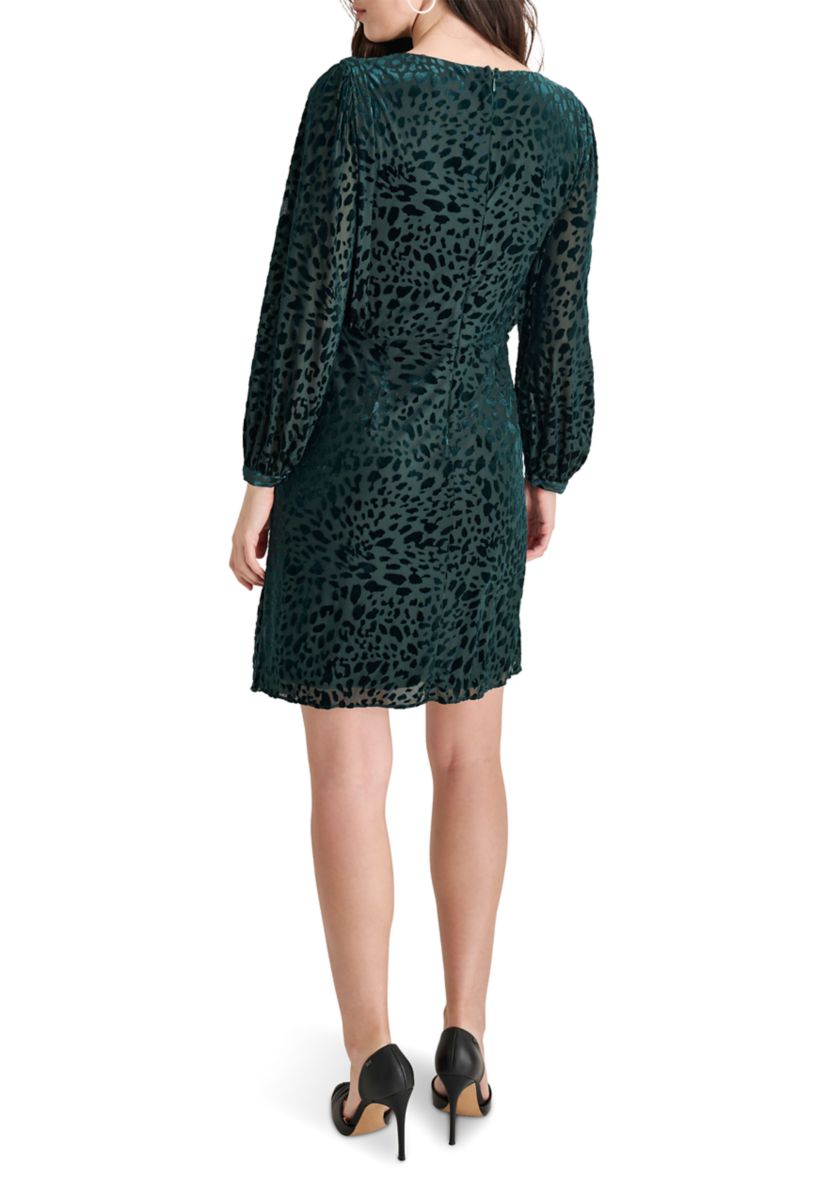 Womens Side Scrunched Printed A-Line Dress