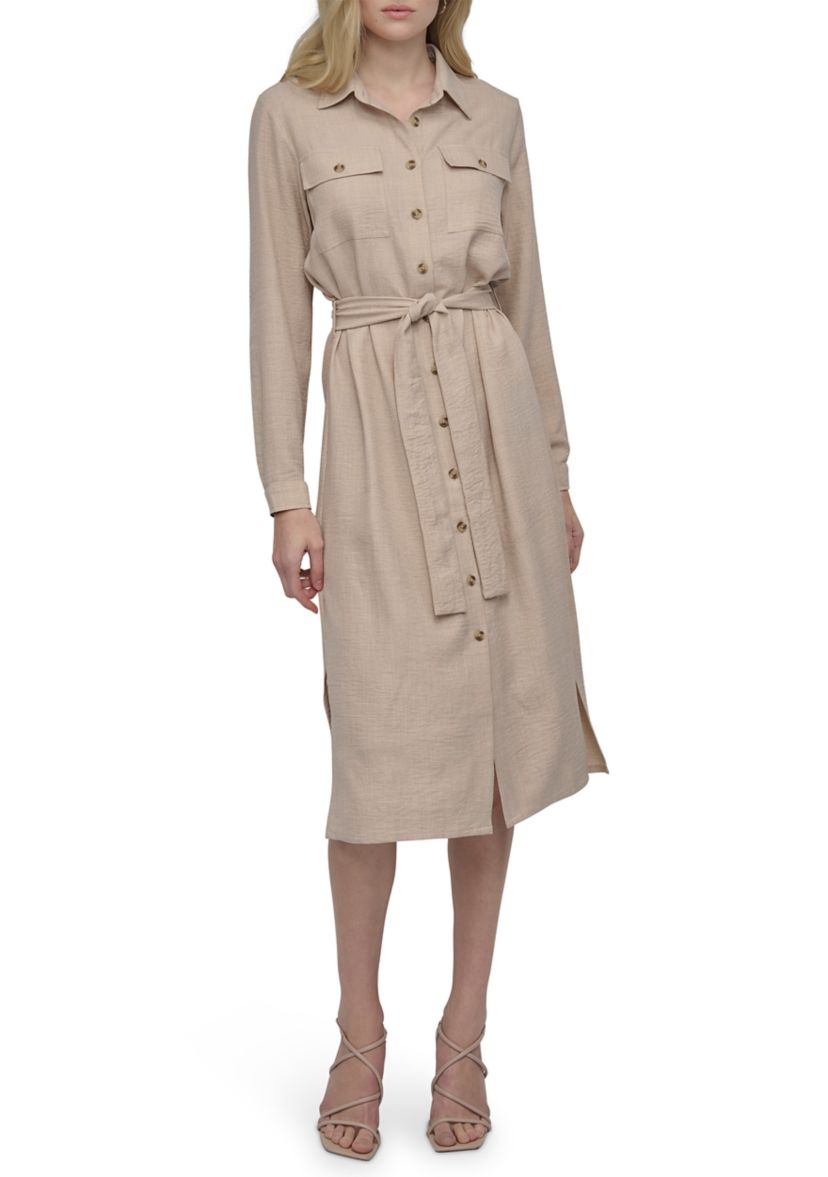 Womens Long Sleeve Collared Shirtdress