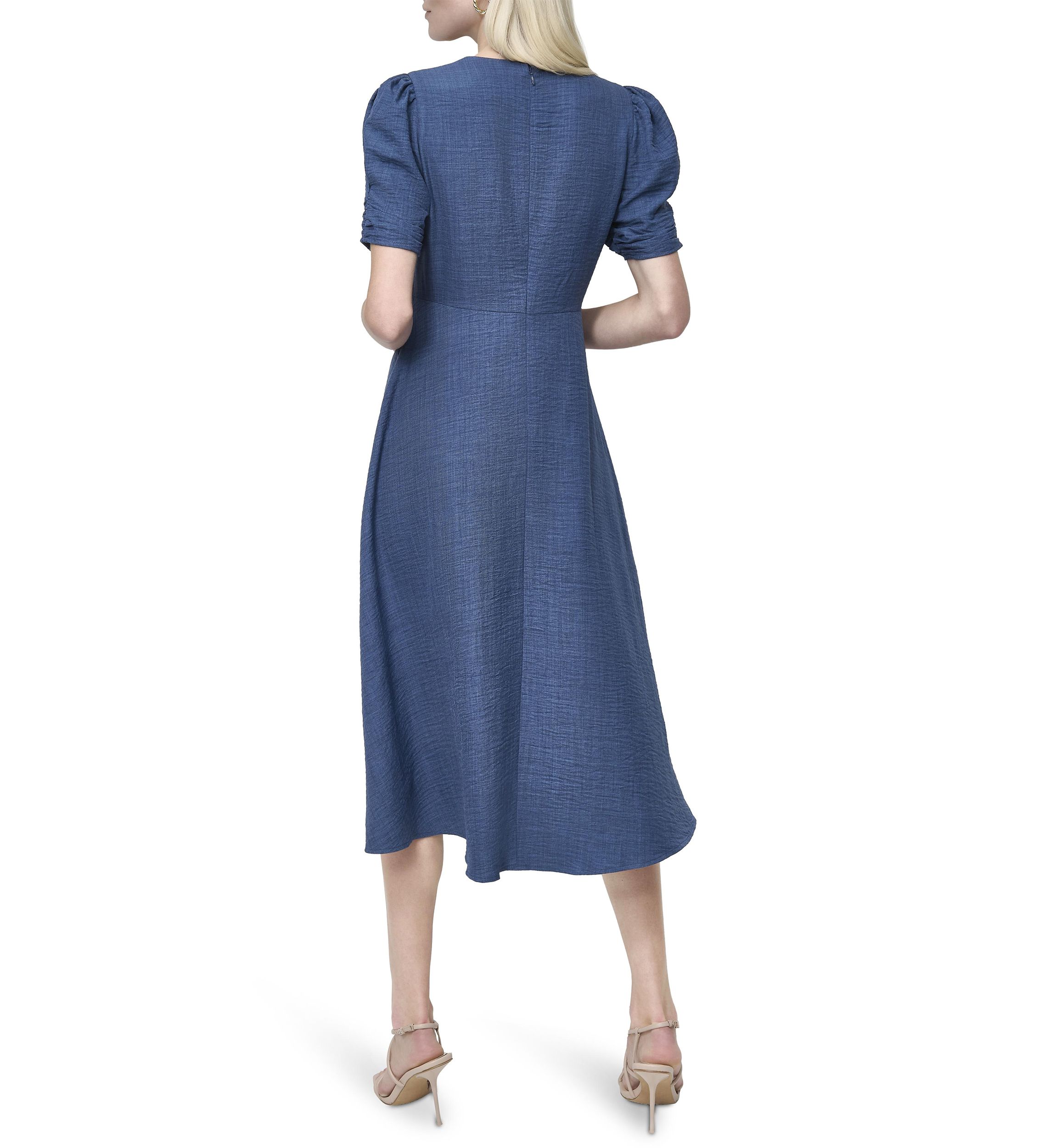 Womens V-Neck Denim Midi Dress
