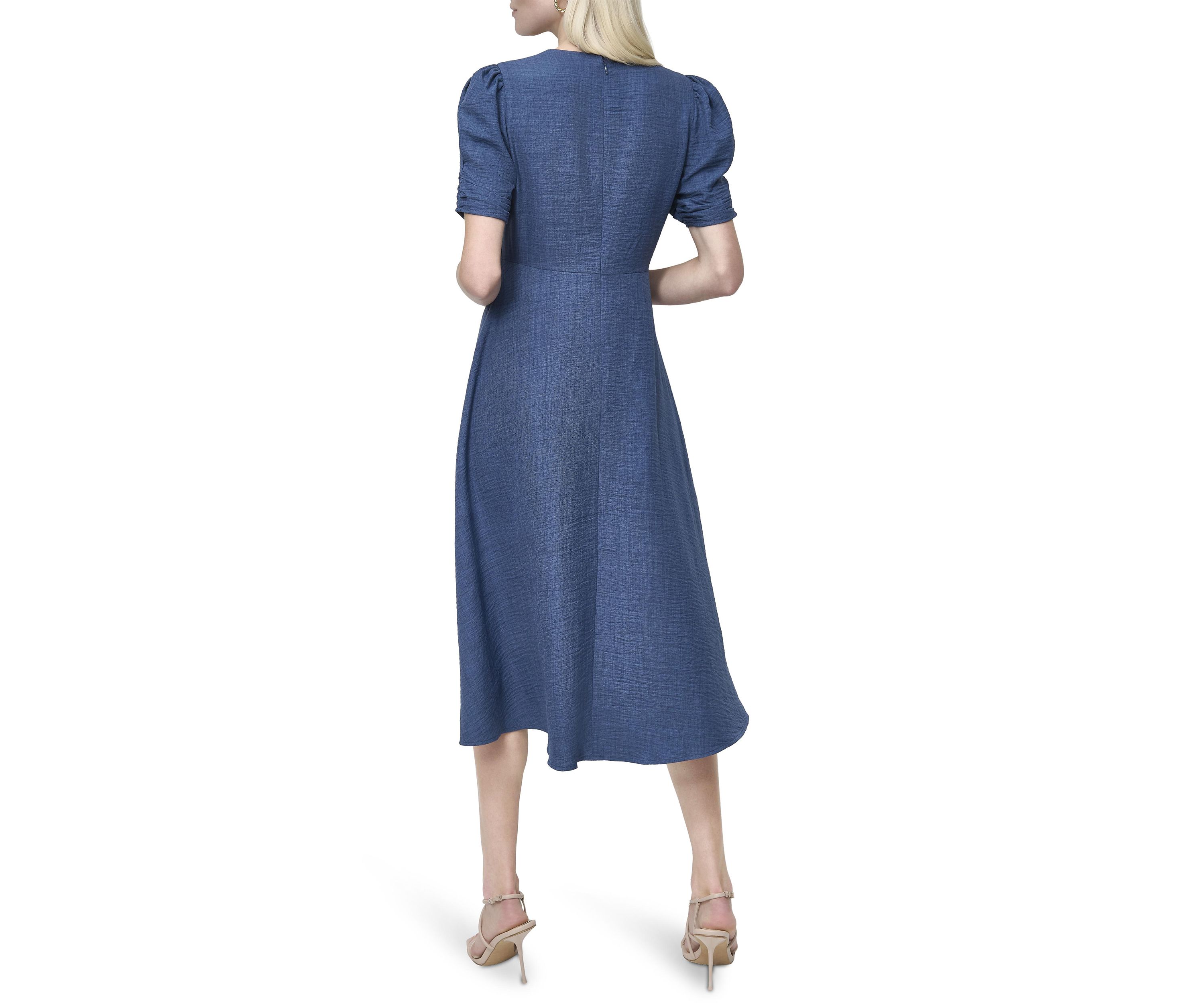 Womens V-Neck Denim Midi Dress