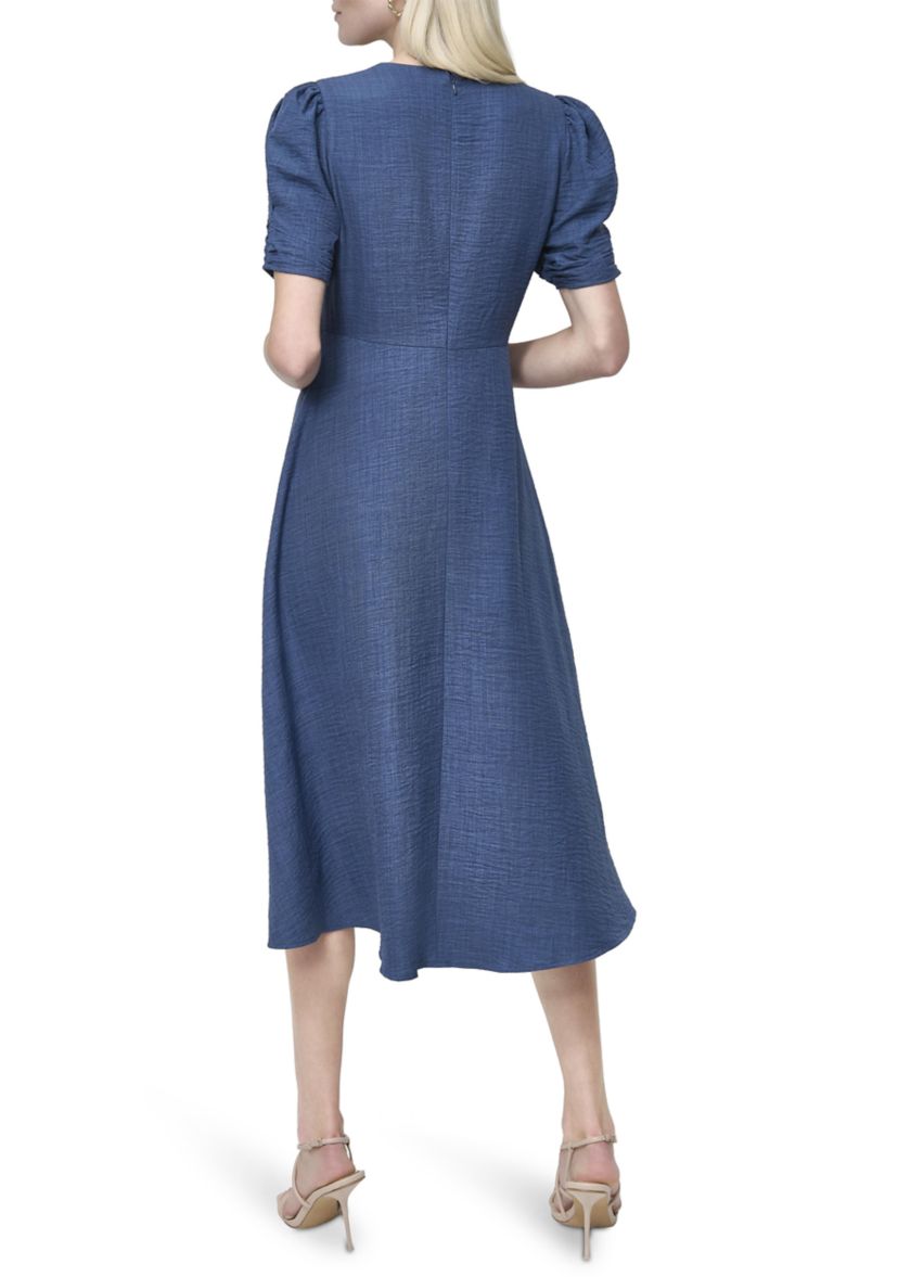 Womens V-Neck Denim Midi Dress