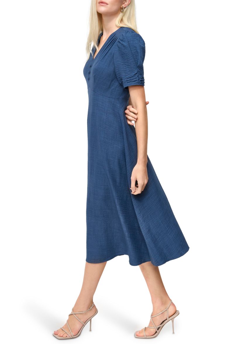 Womens V-Neck Denim Midi Dress