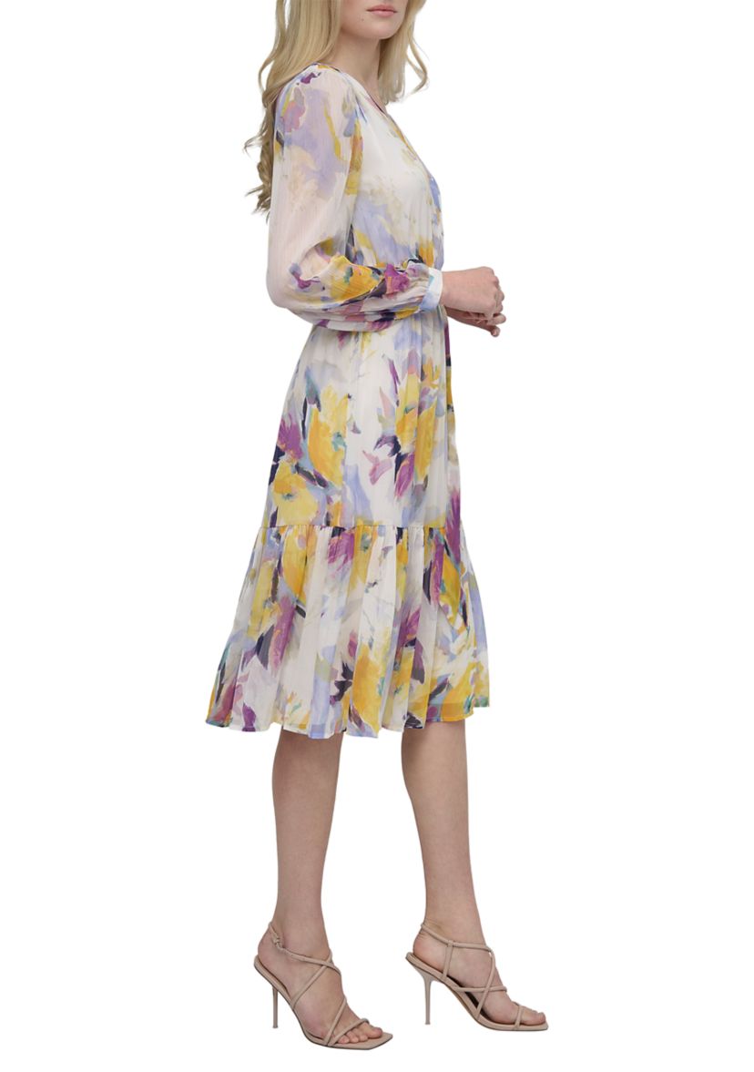 dkny embroidered chiffon dress DKNY Women's Sleeveless Hotfix Chiffon Overlay Dress
