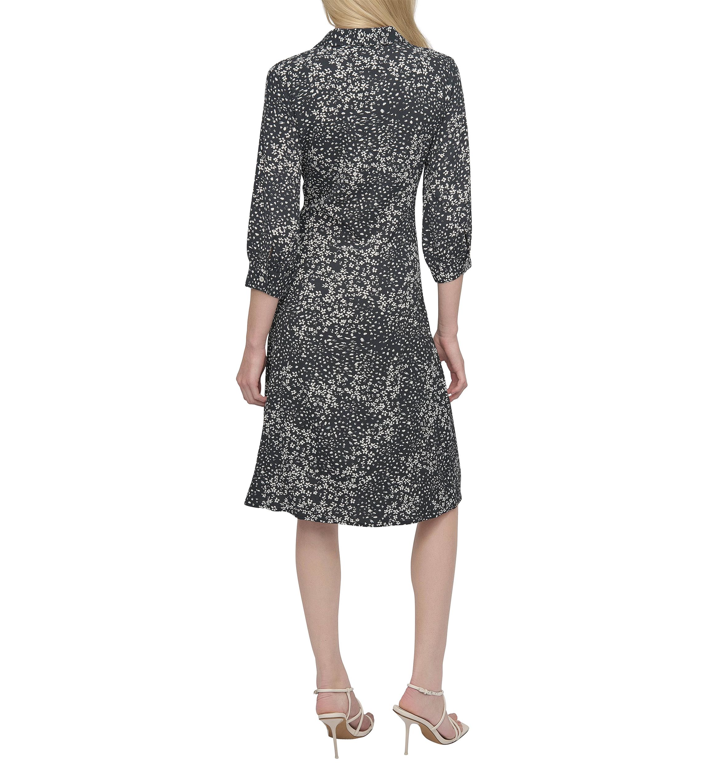 Womens V-Neck Floral Printed Ruched Mini Dress