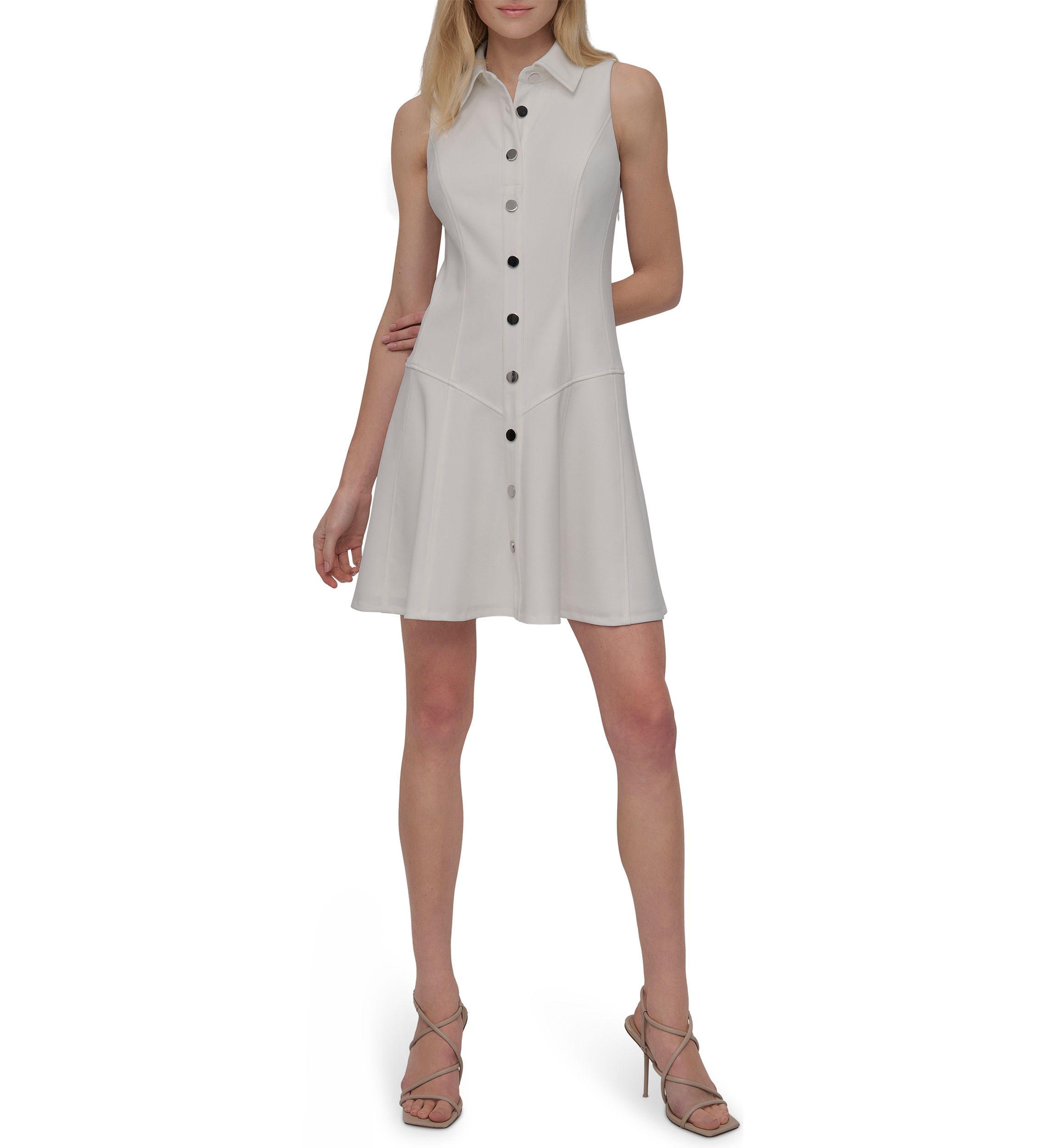 Womens Sleeveless Collar Shirtdress