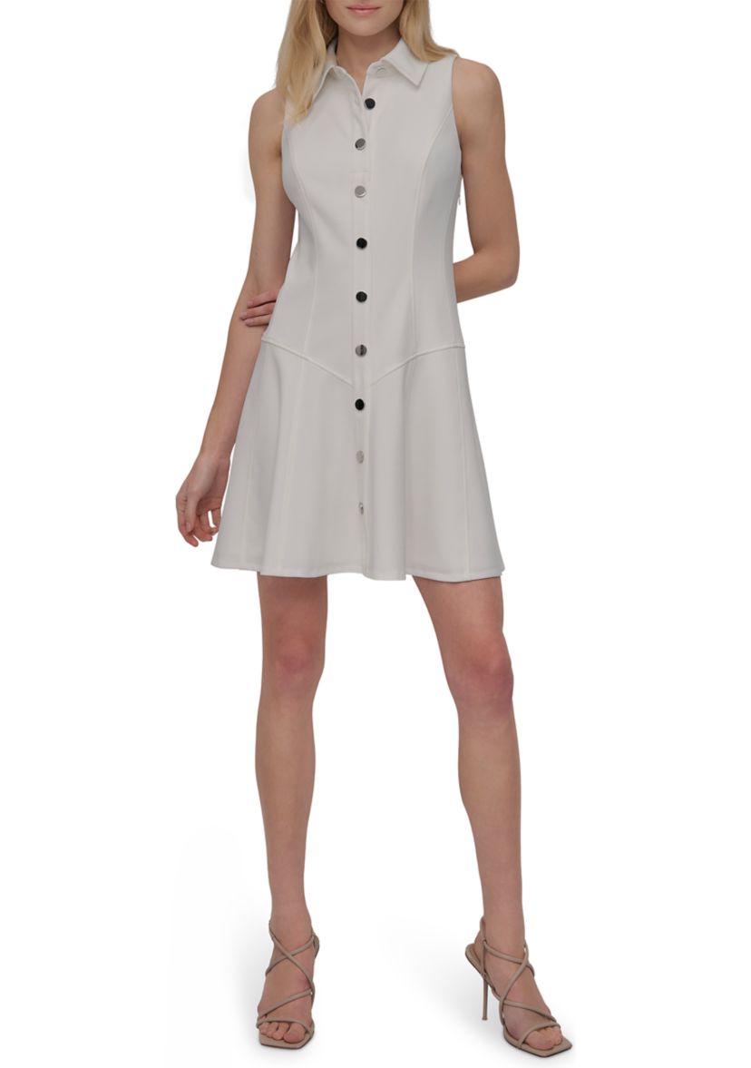 Womens Sleeveless Collar Shirtdress