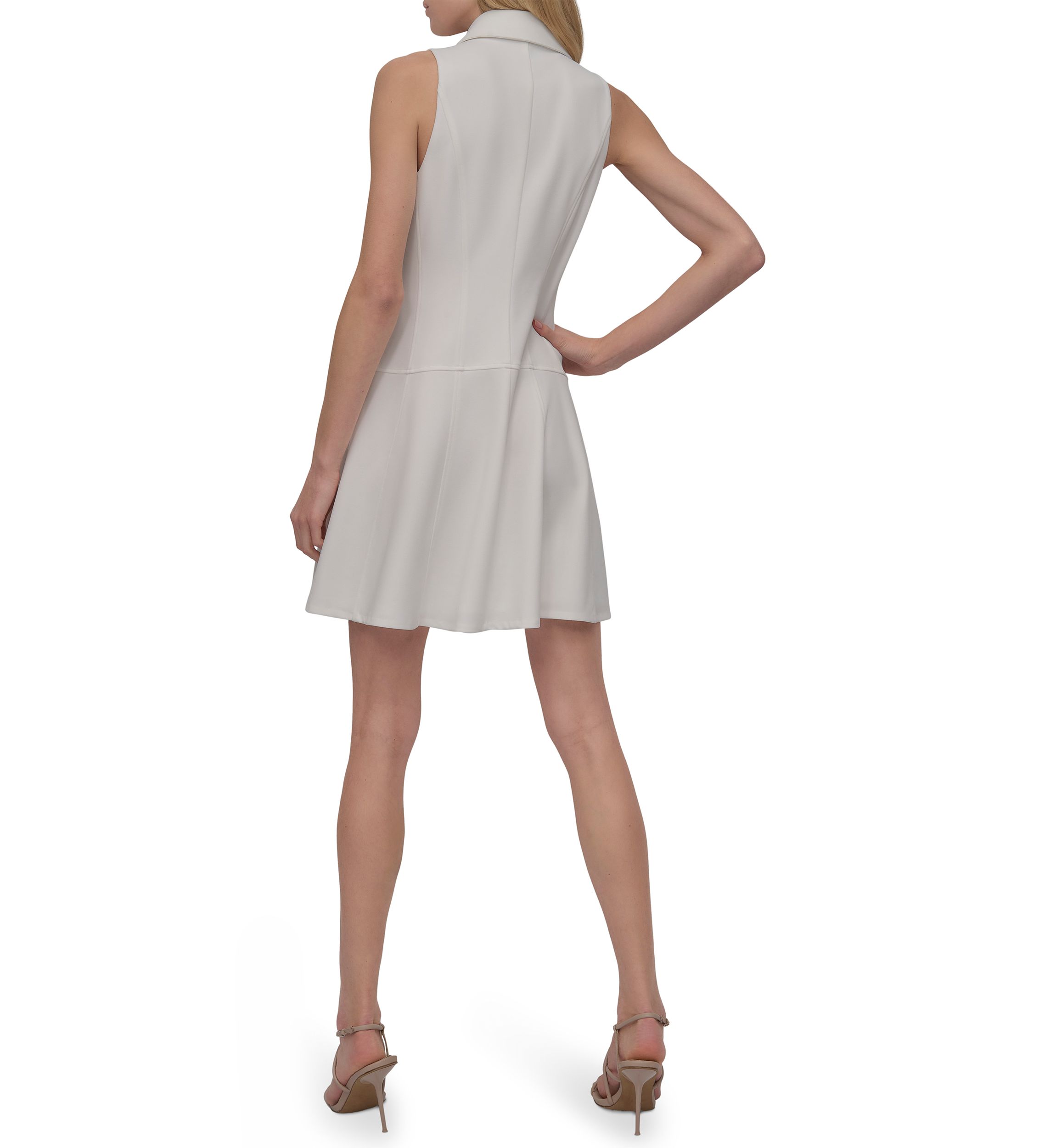 Womens Sleeveless Collar Shirtdress