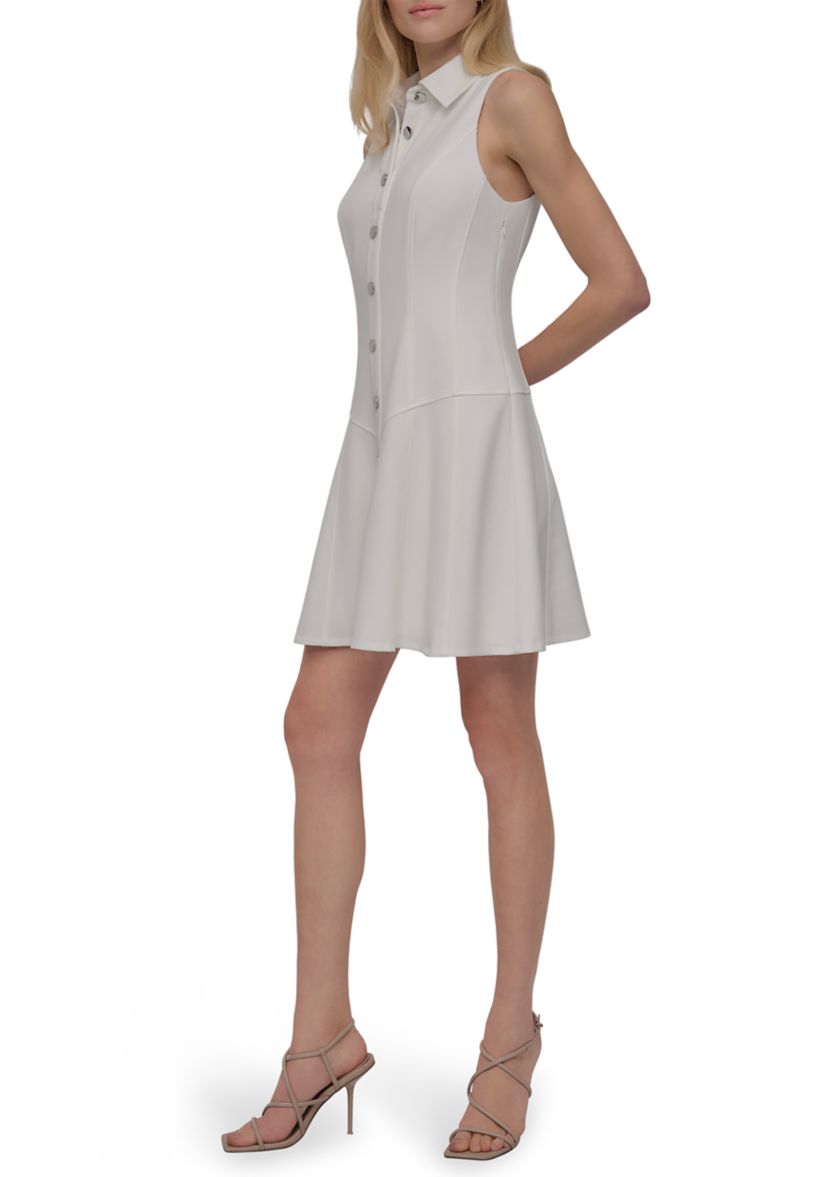 Womens Sleeveless Collar Shirtdress