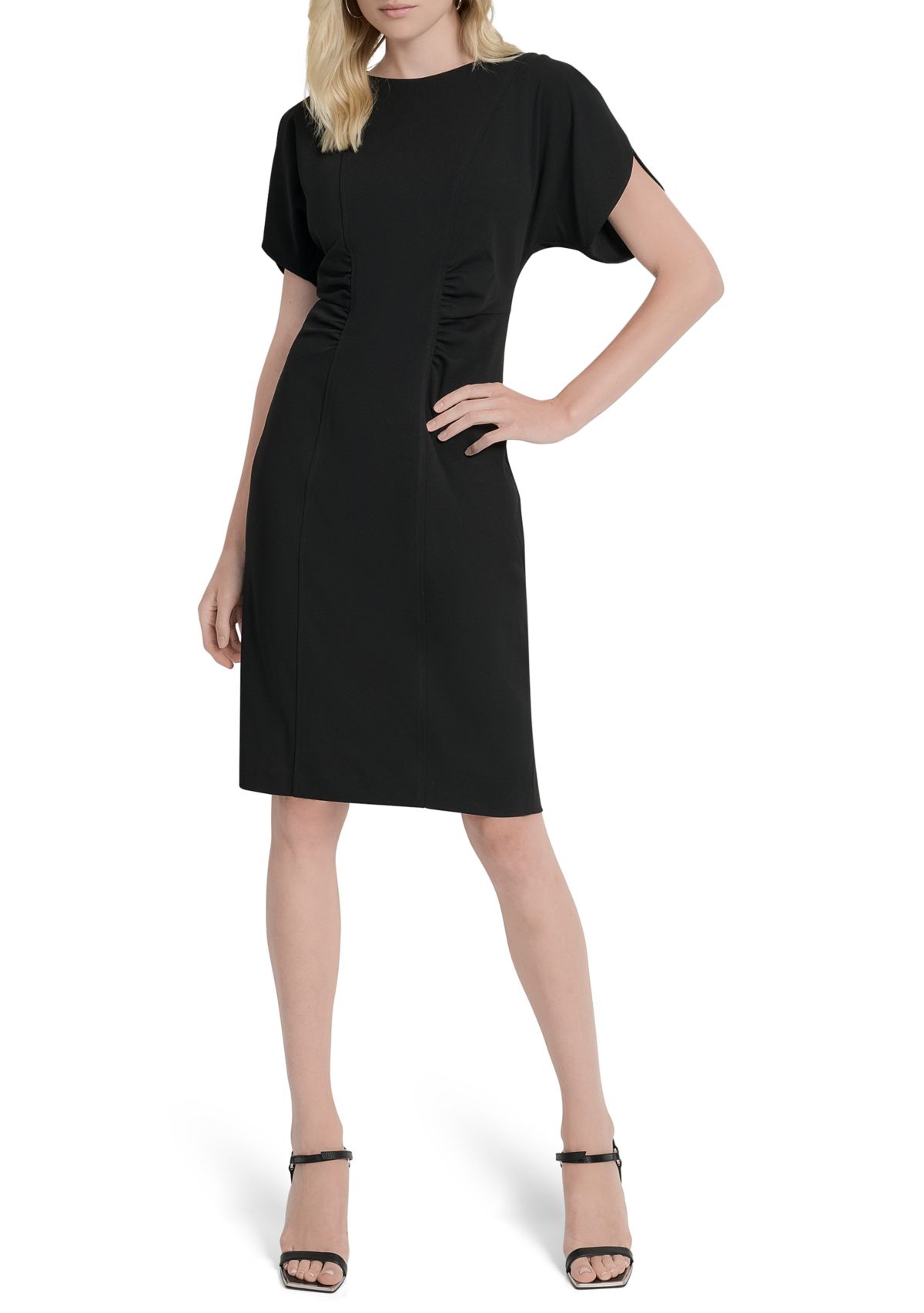 Womens Short Sleeve Scuba Sheath Dress