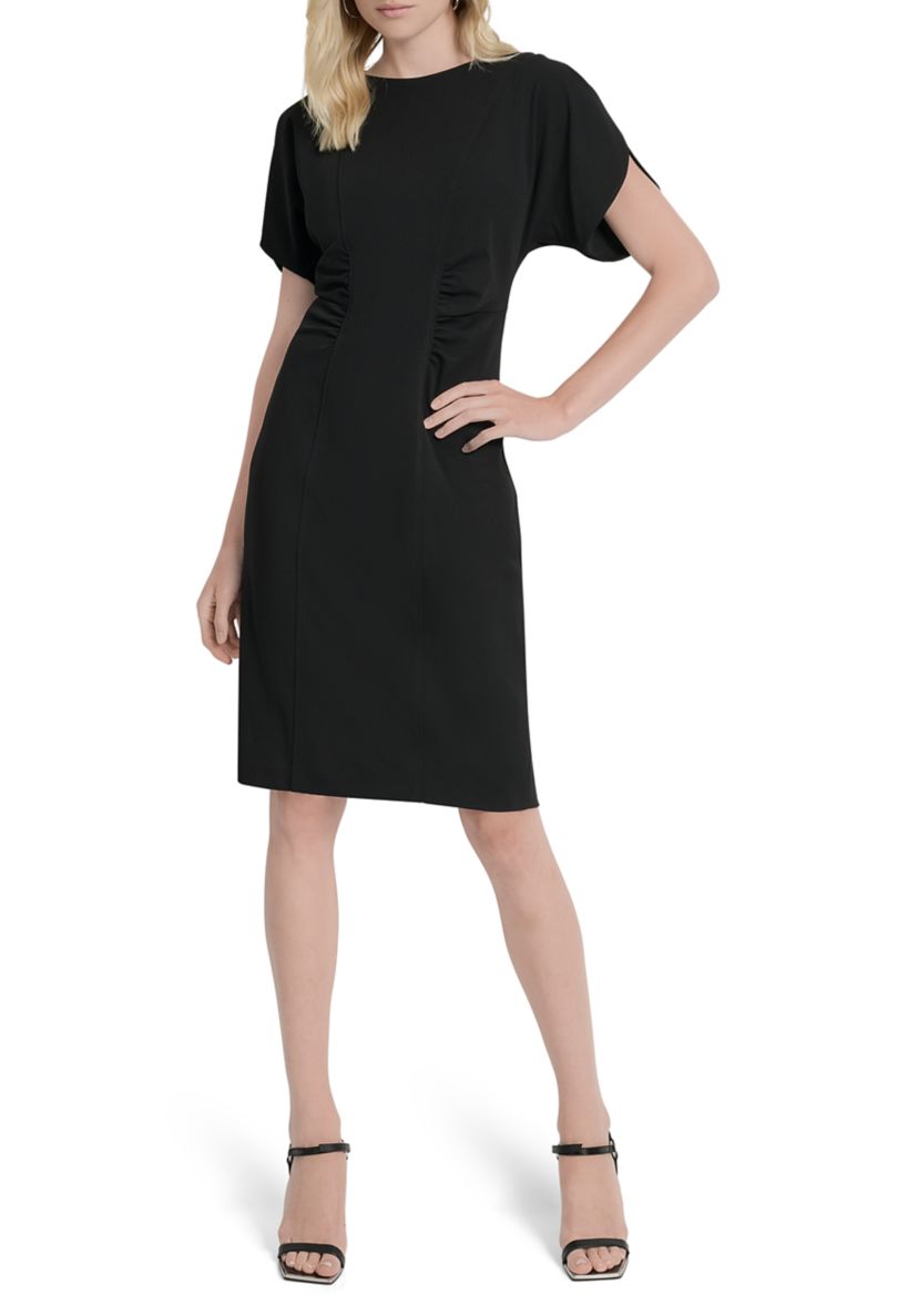Womens Short Sleeve Scuba Sheath Dress