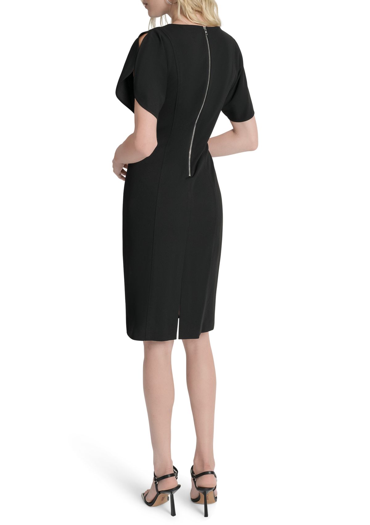 Womens Short Sleeve Scuba Sheath Dress