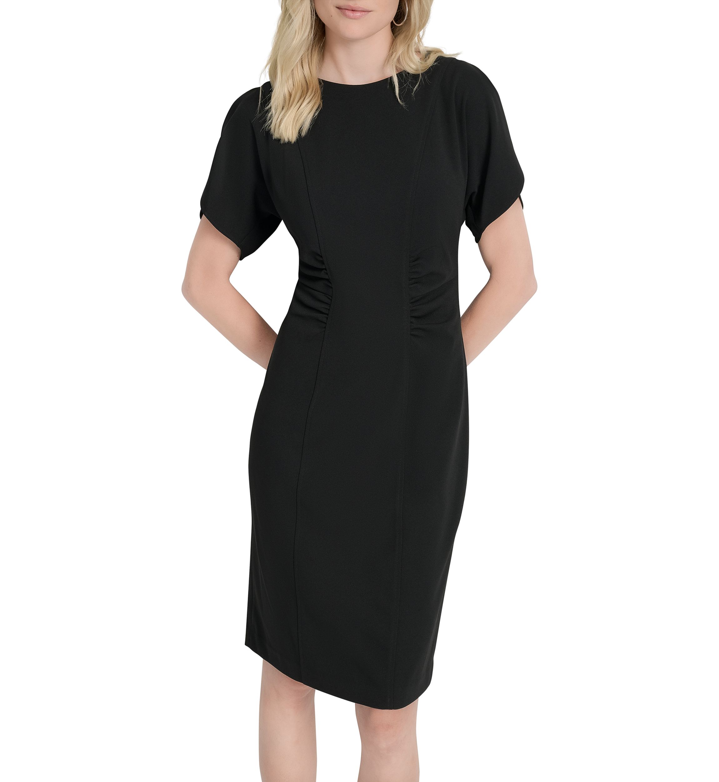 Womens Short Sleeve Scuba Sheath Dress