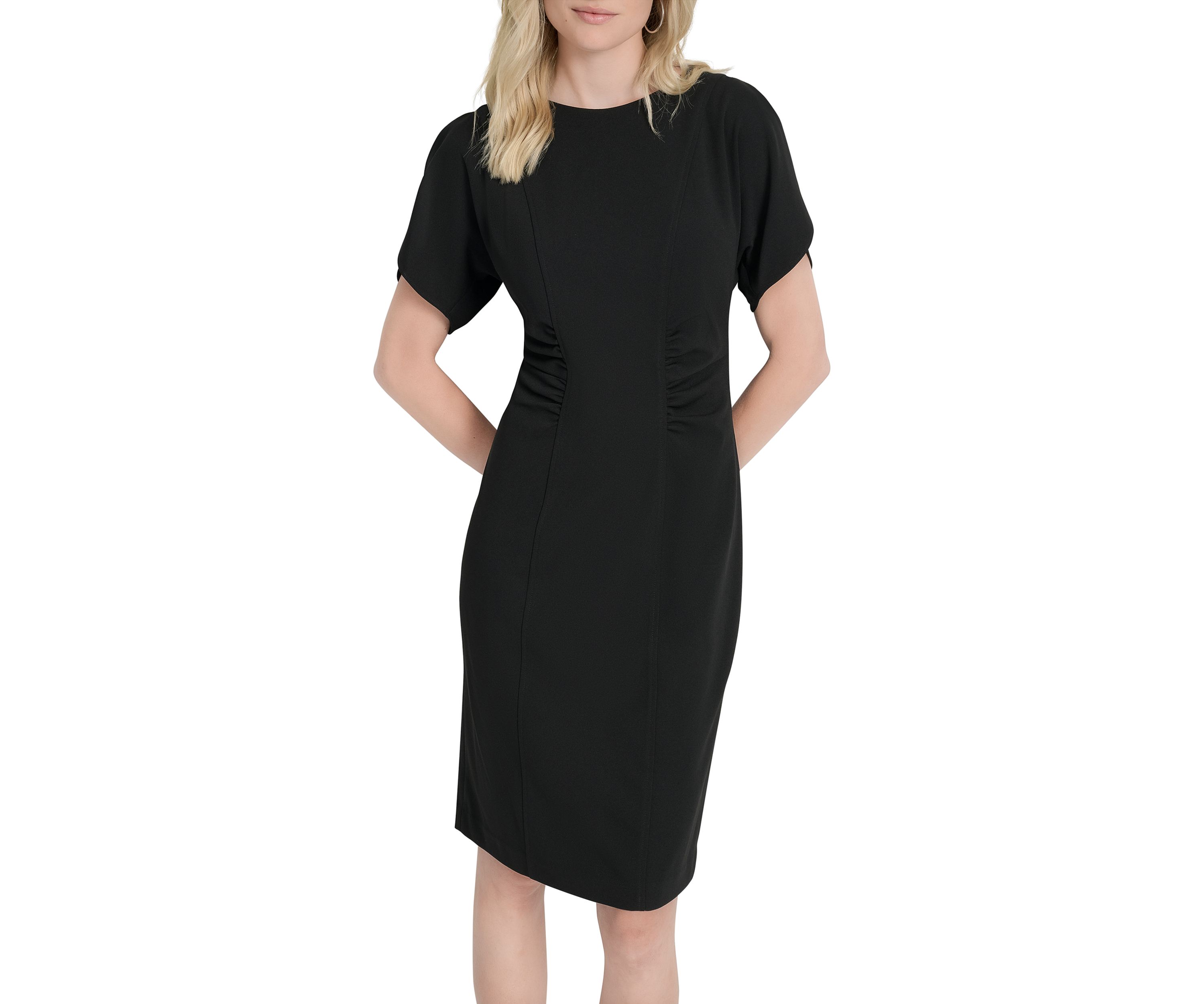 Womens Short Sleeve Scuba Sheath Dress