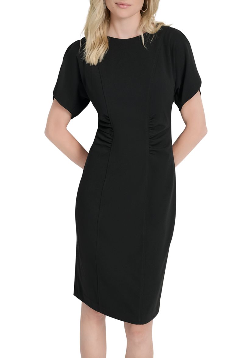 Womens Short Sleeve Scuba Sheath Dress