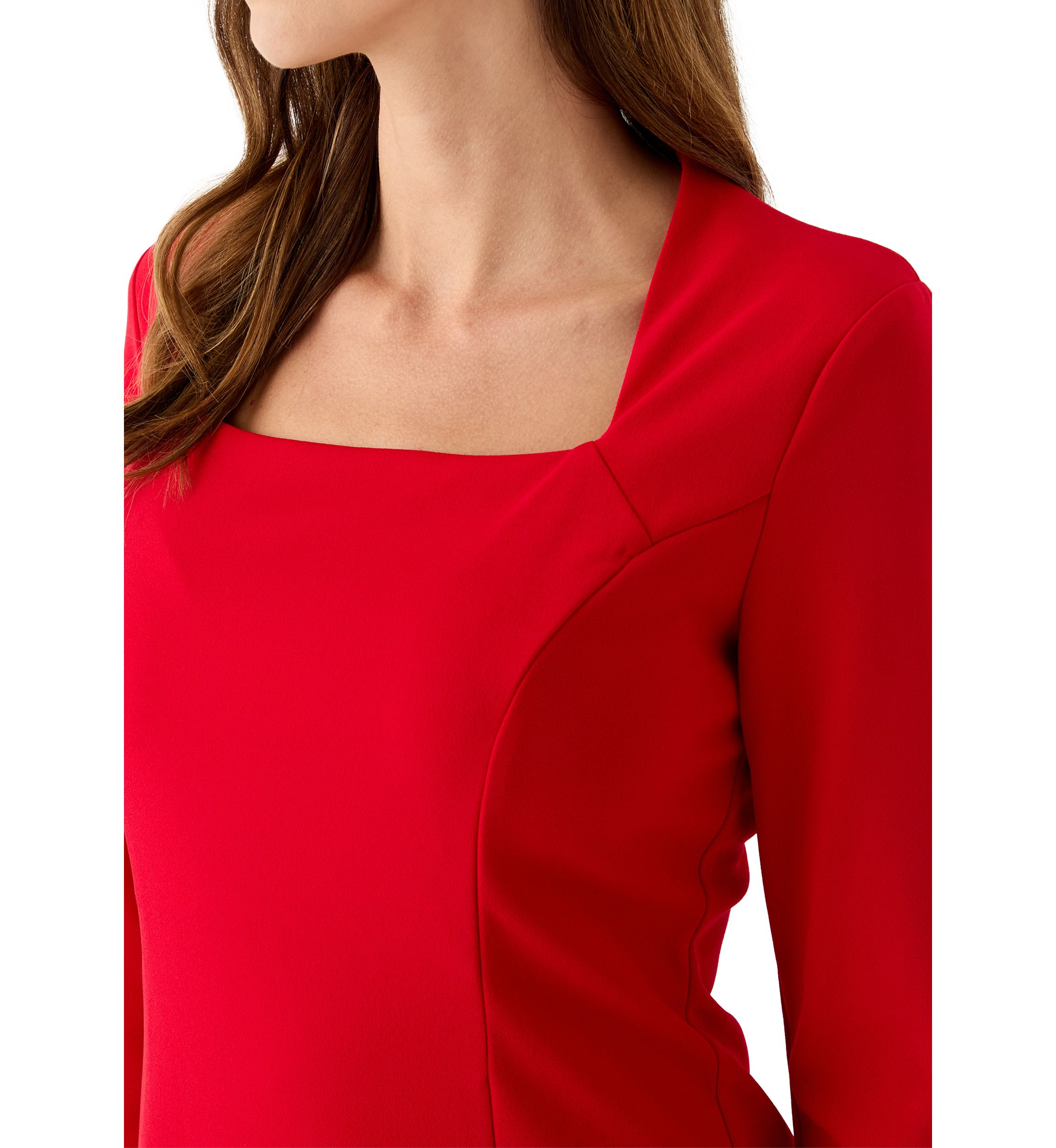 Womens Square Neck Solid Scuba Sheath Dress