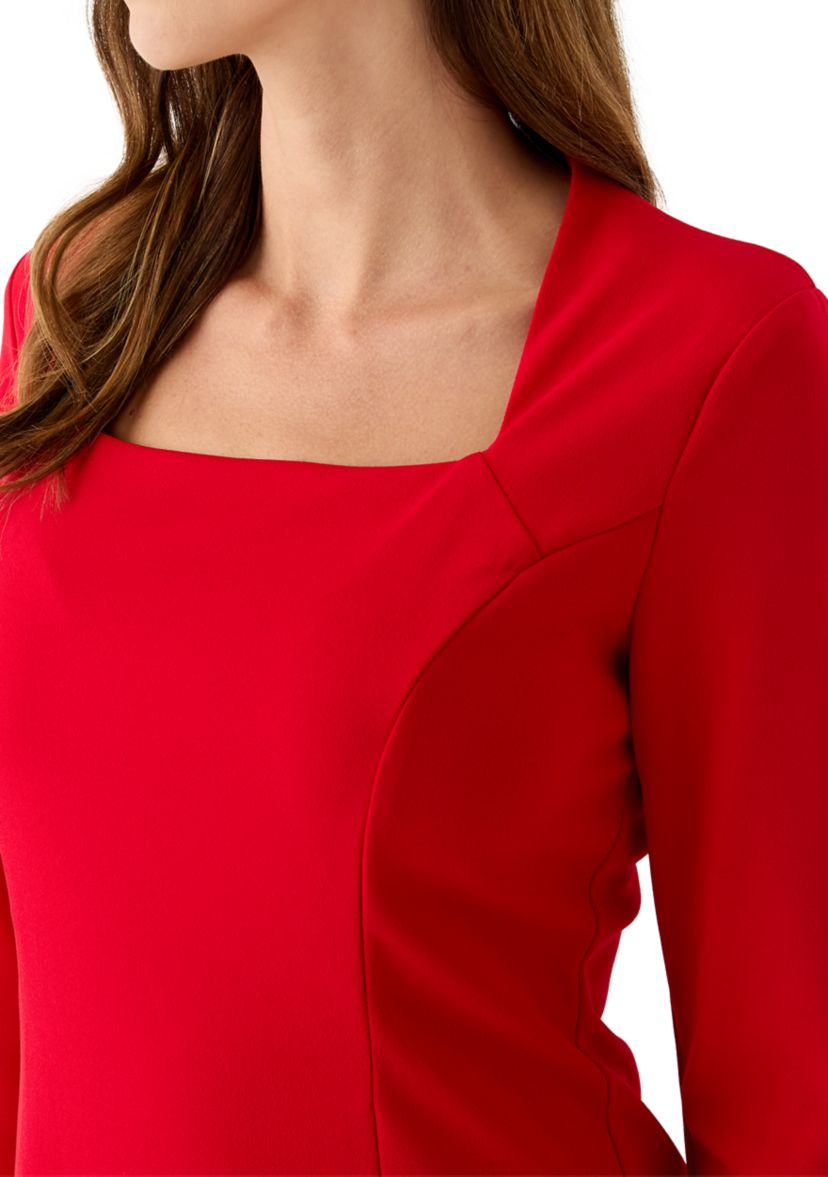 Womens Square Neck Solid Scuba Sheath Dress