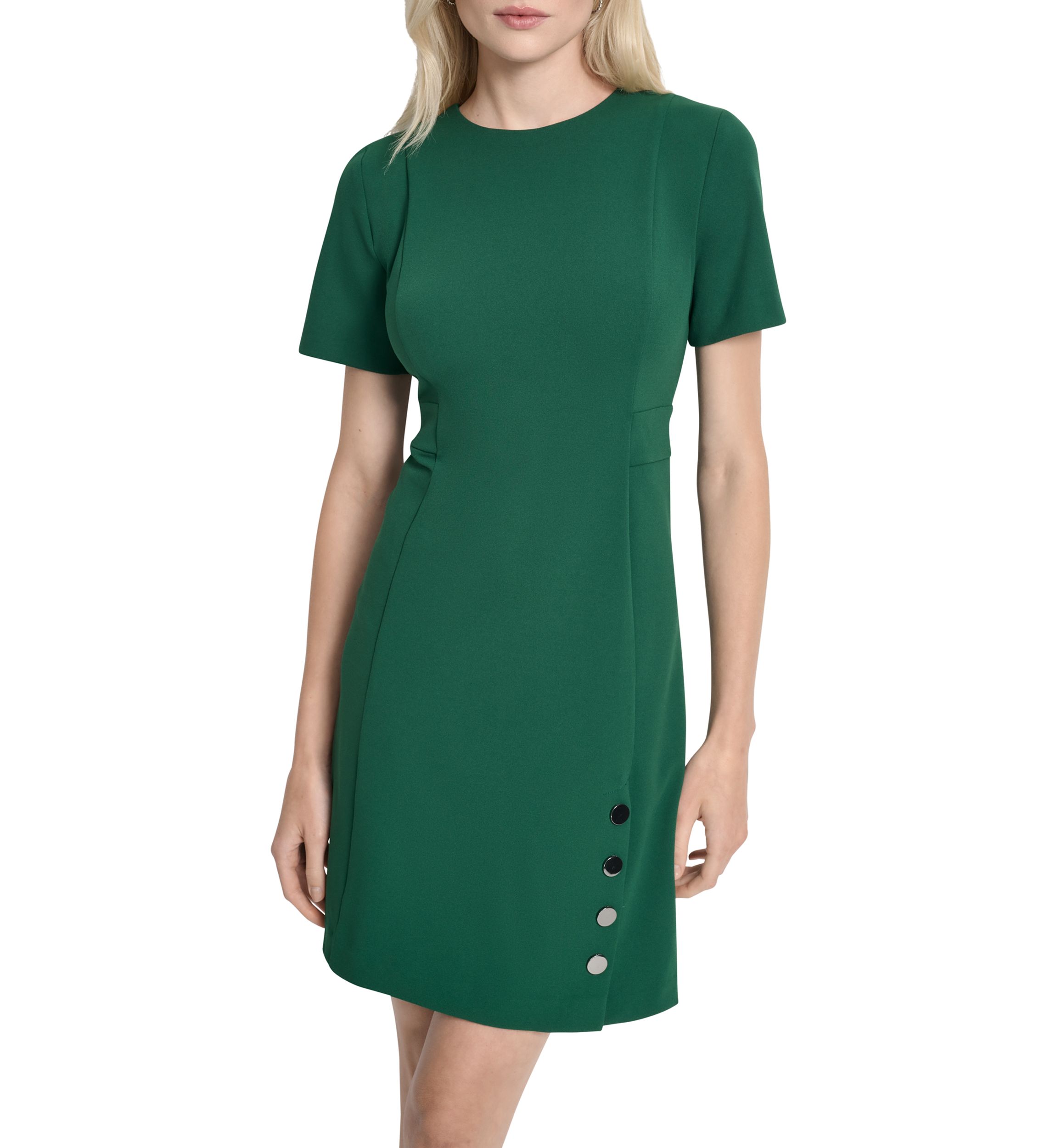 Womens Solid Scuba Sheath Dress