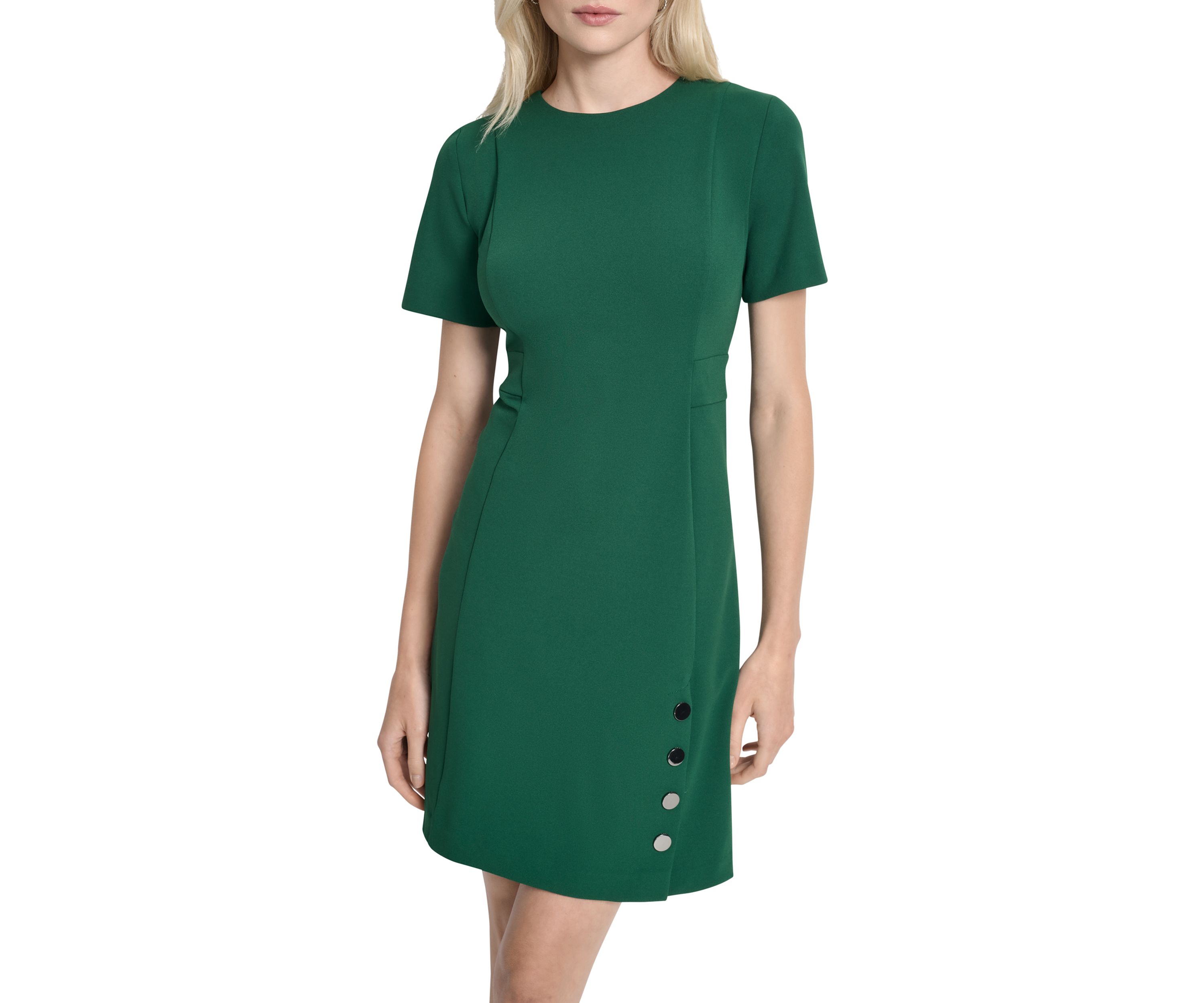 Womens Solid Scuba Sheath Dress
