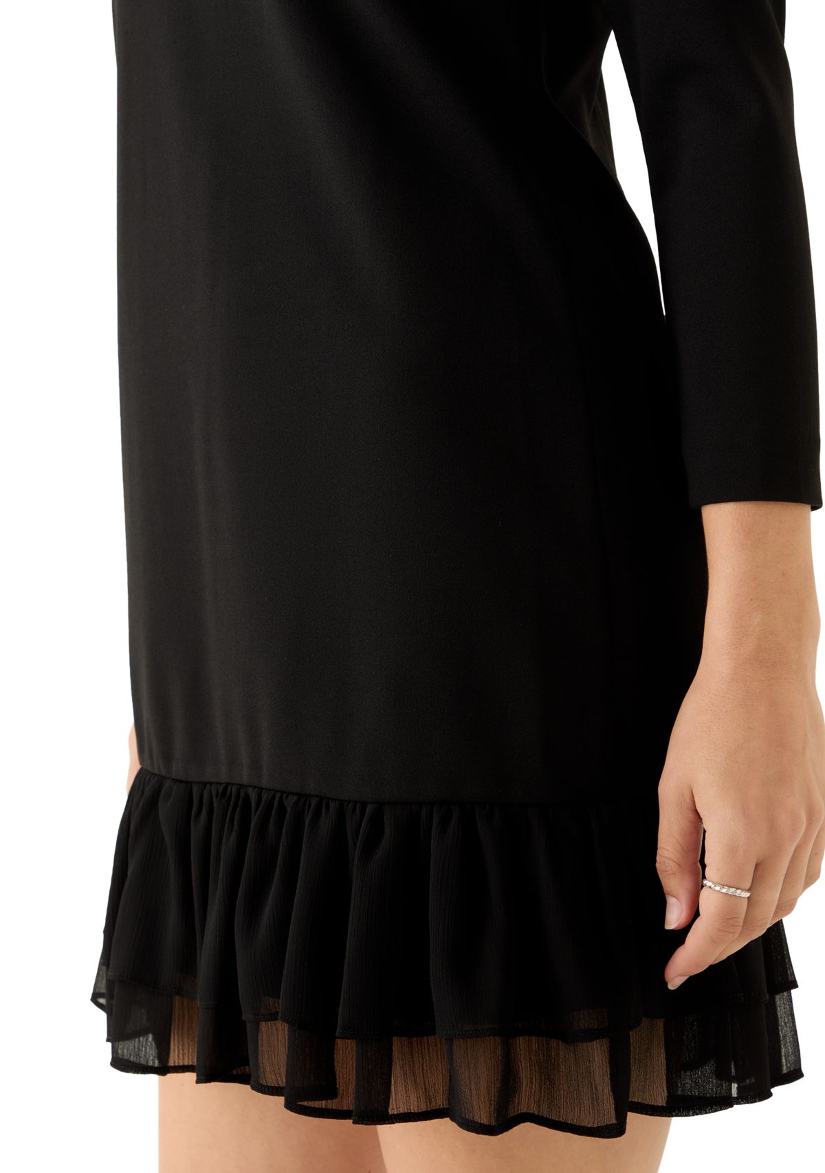 Womens Scuba Sheath Dress with Ruffle Skirt