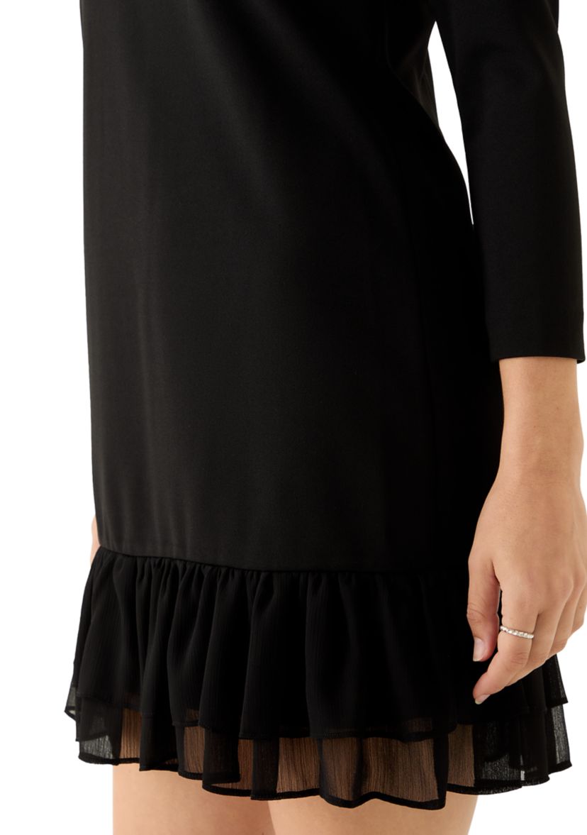 Womens Scuba Sheath Dress with Ruffle Skirt