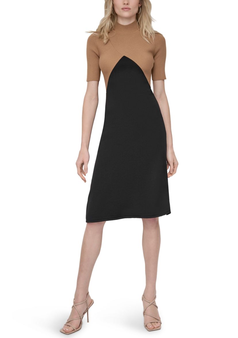 Womens Mock Neck A-Line Sweater Dress