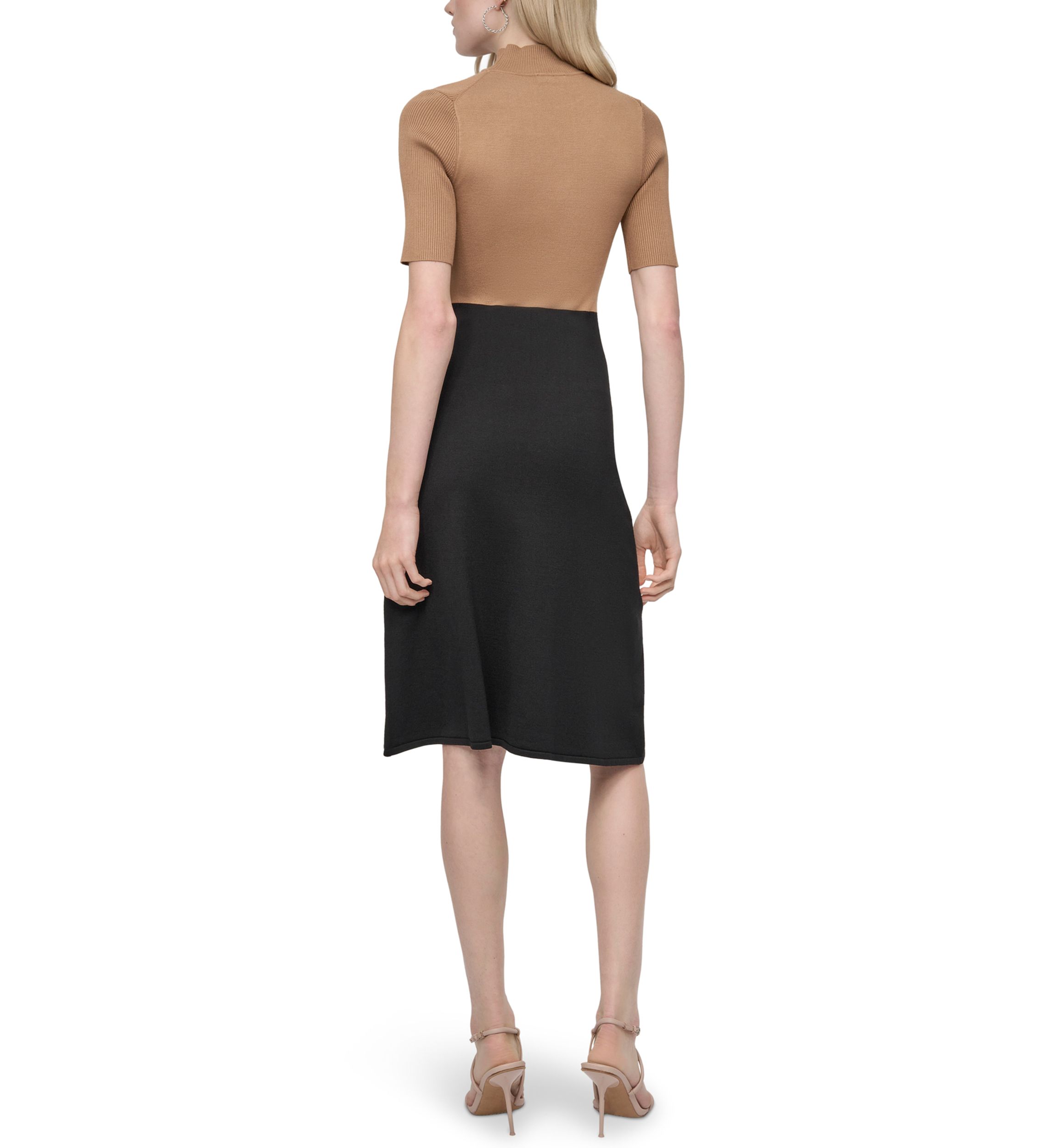 Womens Mock Neck A-Line Sweater Dress