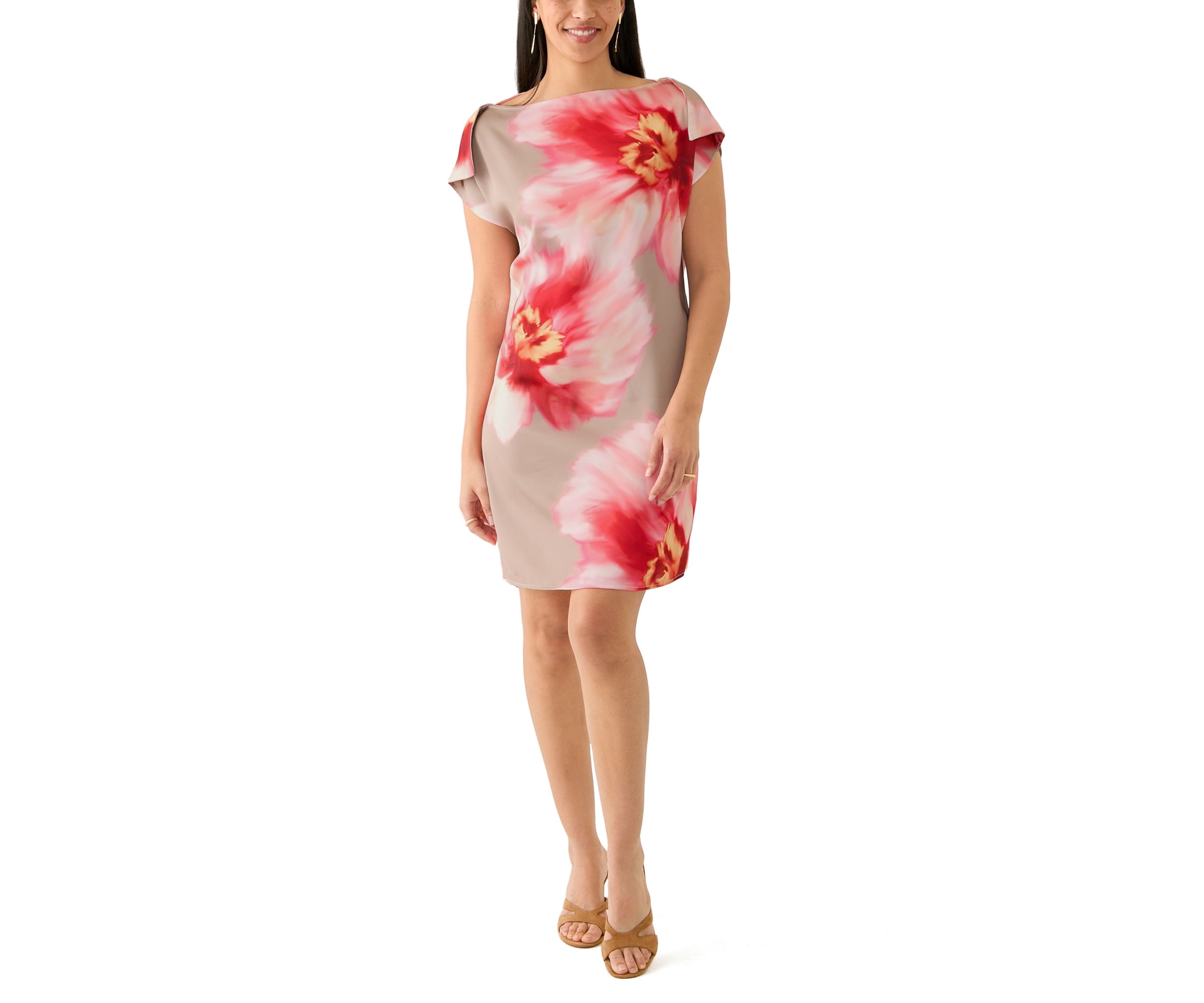 Womens Floral Printed Sheath Dress