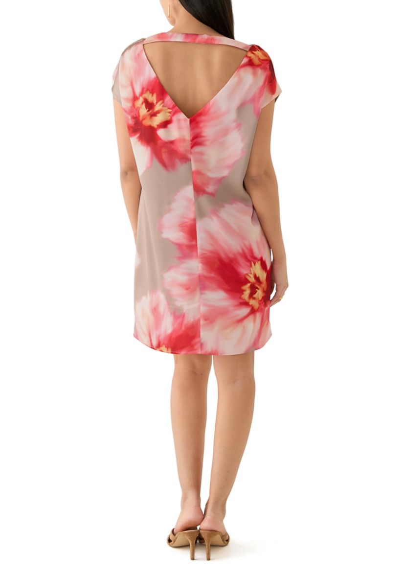 Womens Floral Printed Sheath Dress