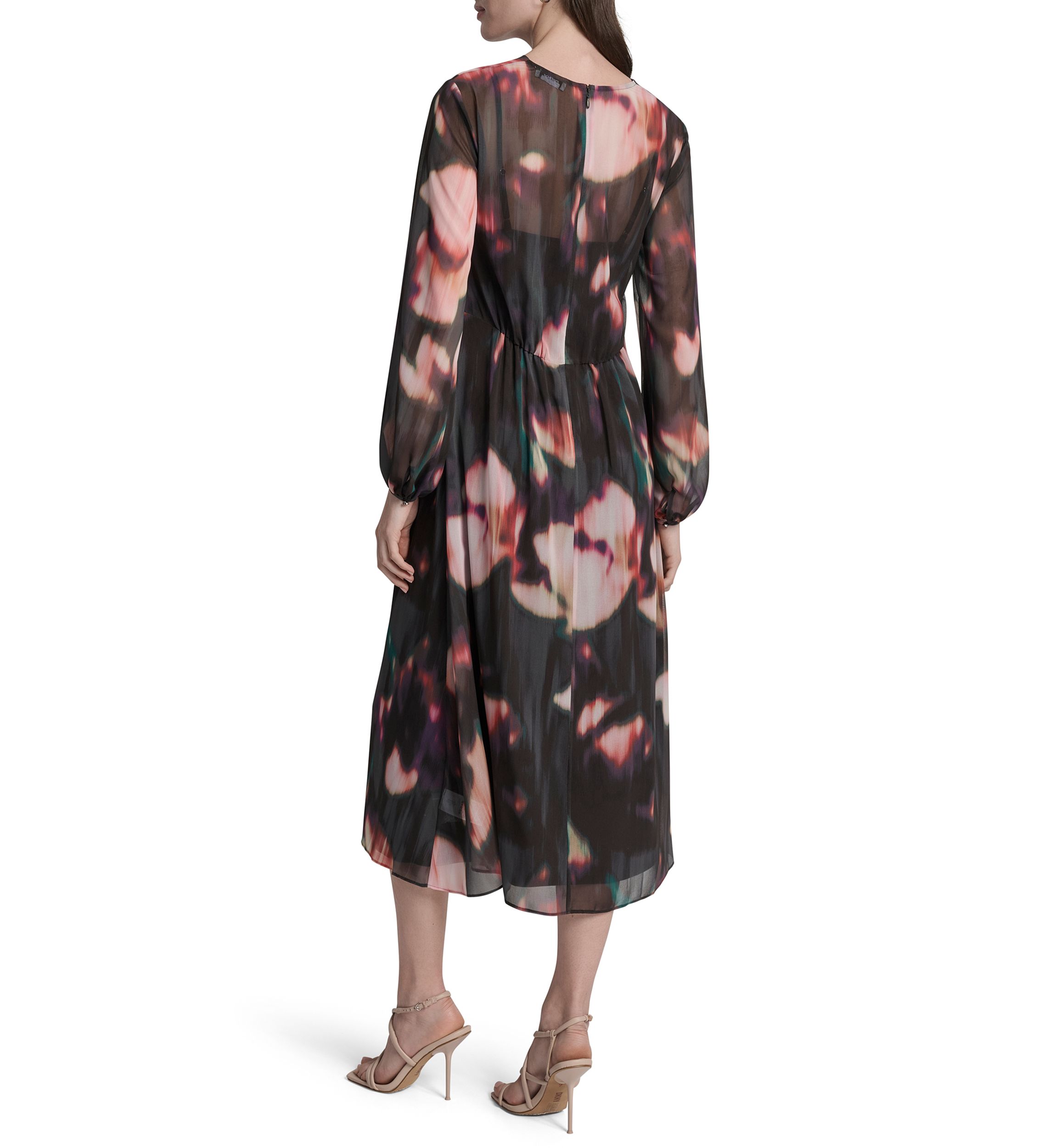 Womens Floral Print Chiffon A-Line Dress