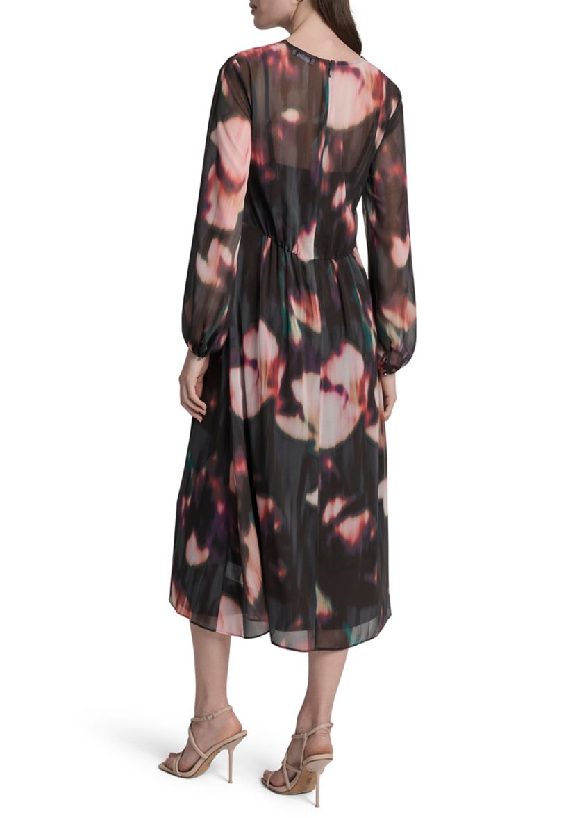 Womens Floral Print Chiffon A-Line Dress