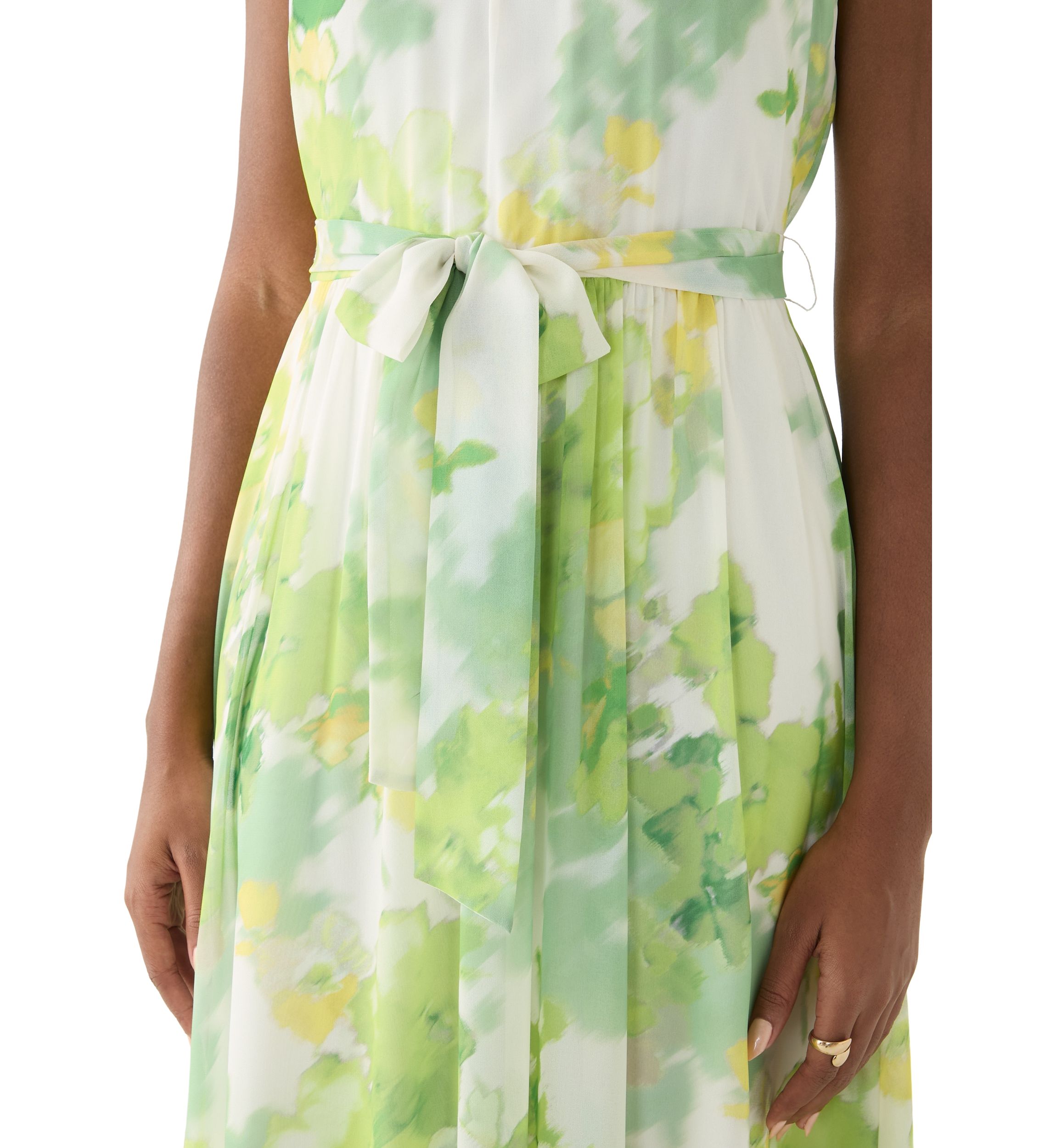 Womens Sleeveless Halter Floral Print Midi Fit and Flare Dress