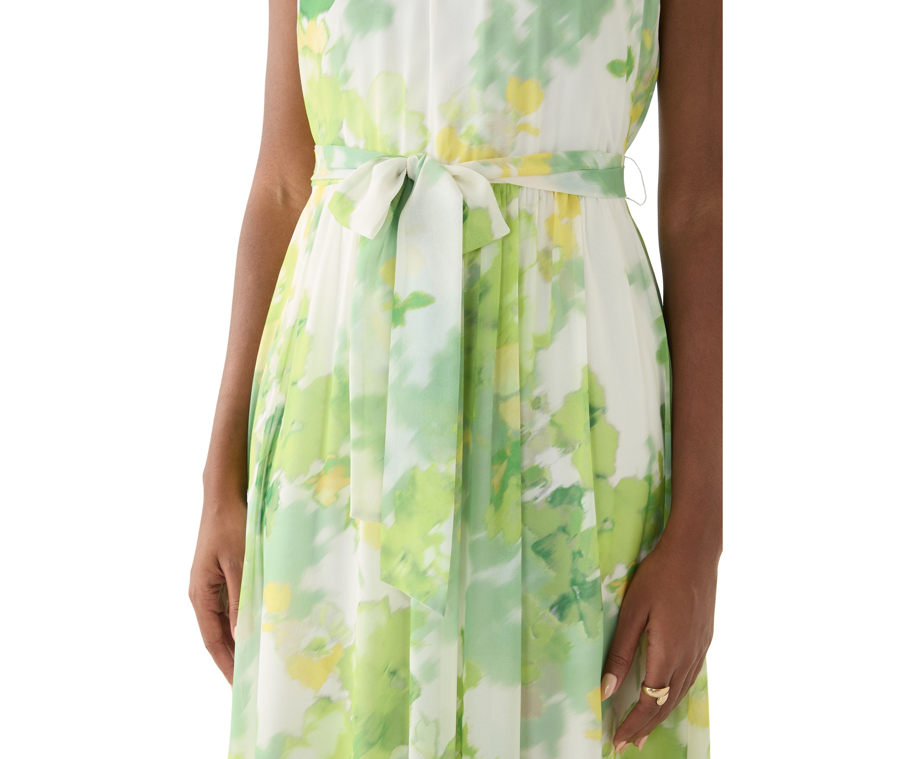 Womens Sleeveless Halter Floral Print Midi Fit and Flare Dress