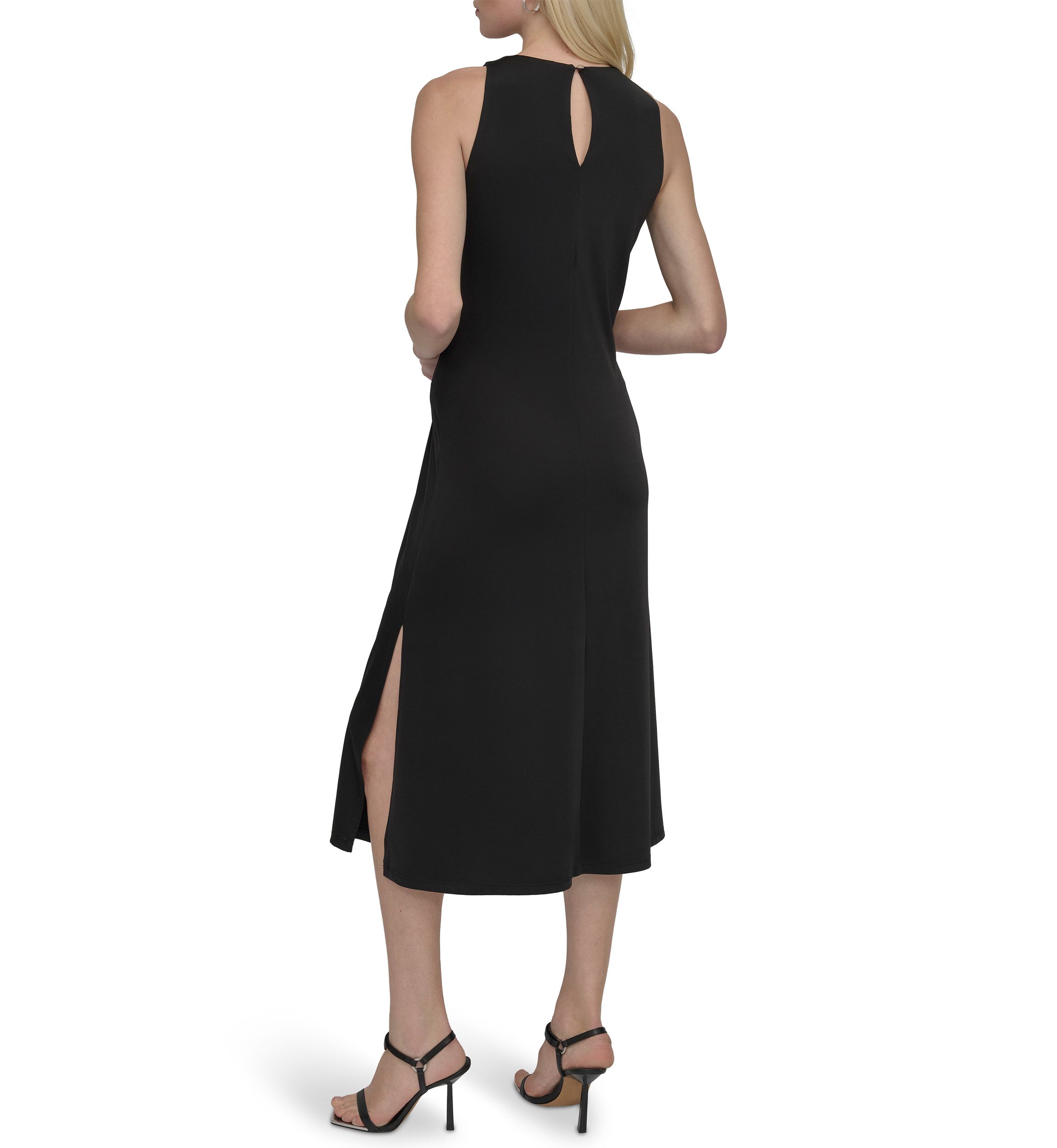 Womens Solid A-Line Midi Dress