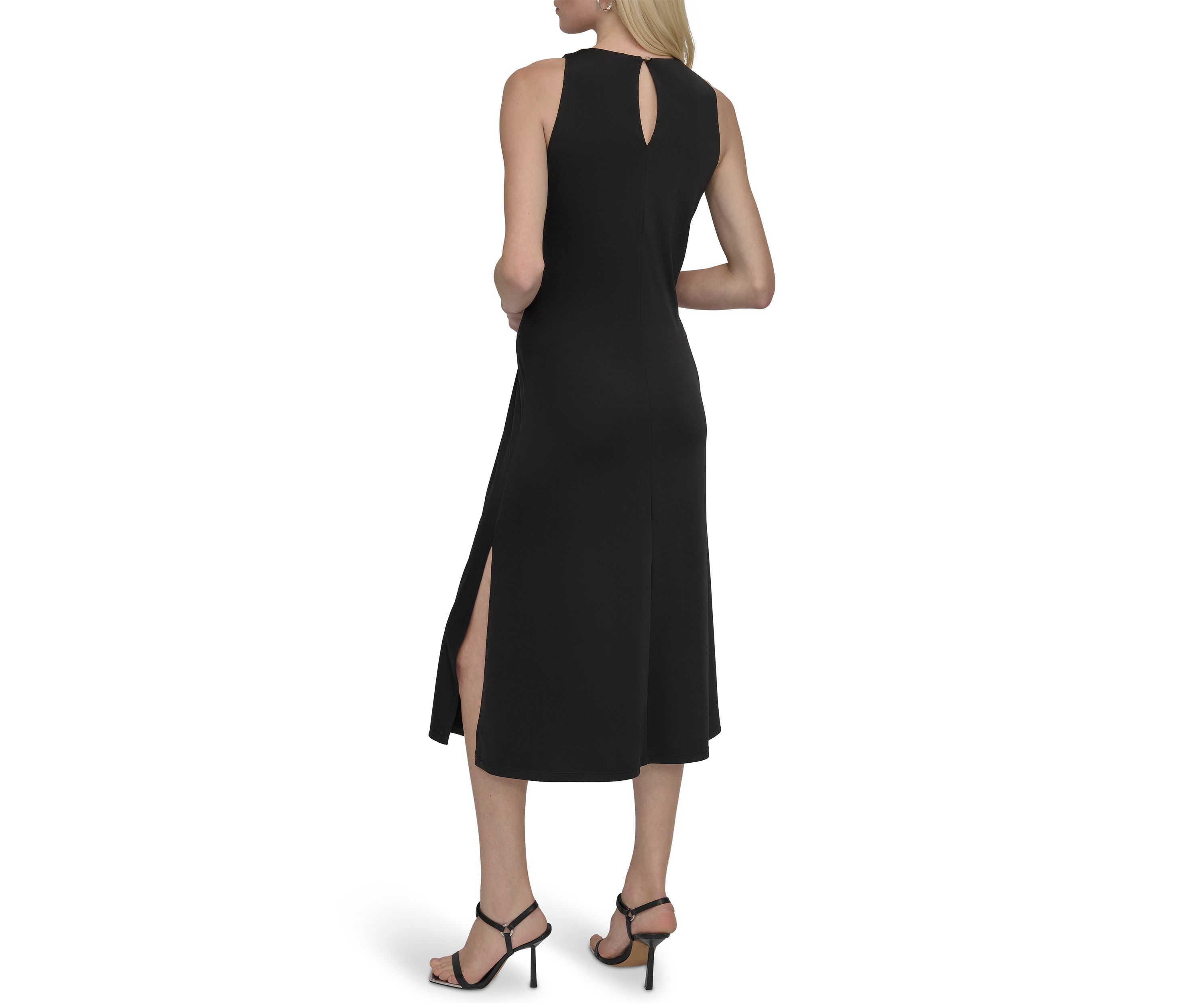 Womens Solid A-Line Midi Dress