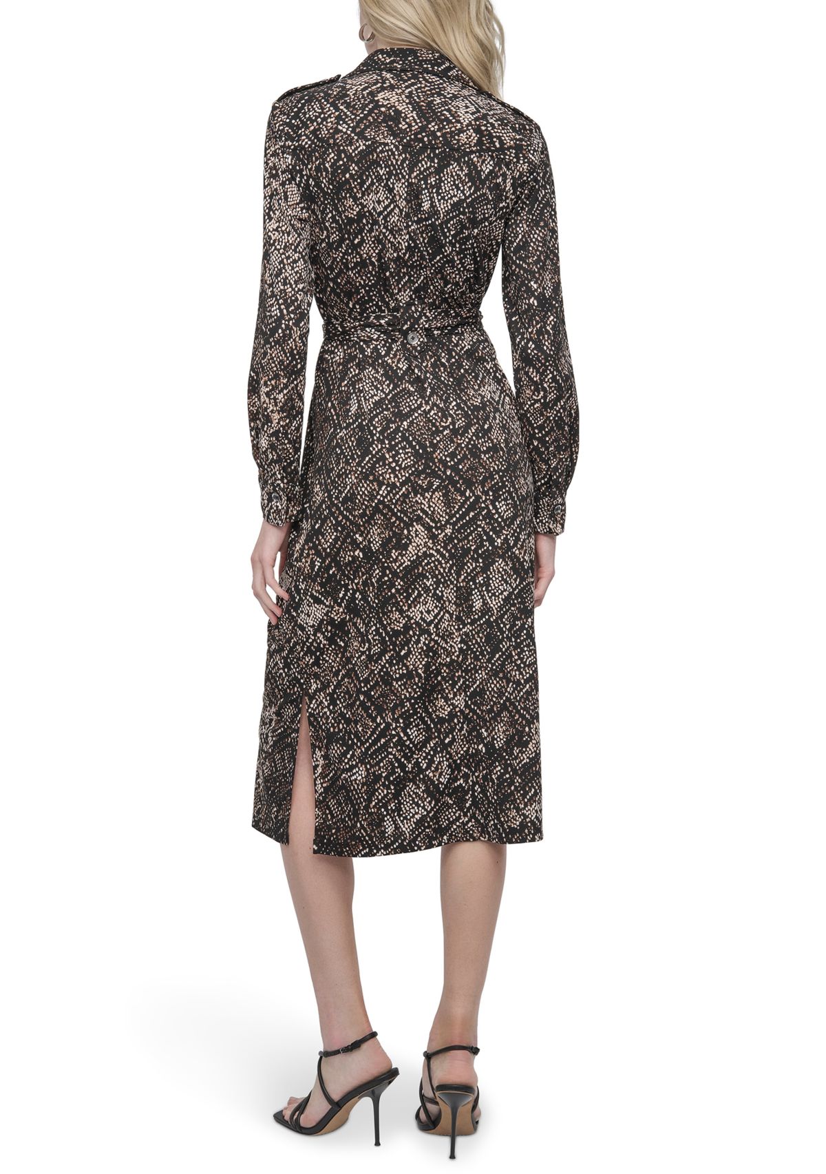 Womens Long Sleeve Printed Shirt Dress