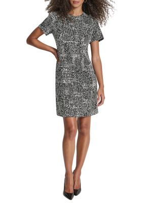 DKNY Women's Houndstooth Print Sheath Dress, 12