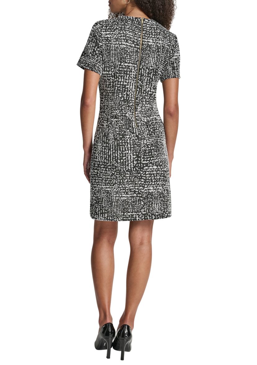 Womens Houndstooth Print Sheath Dress