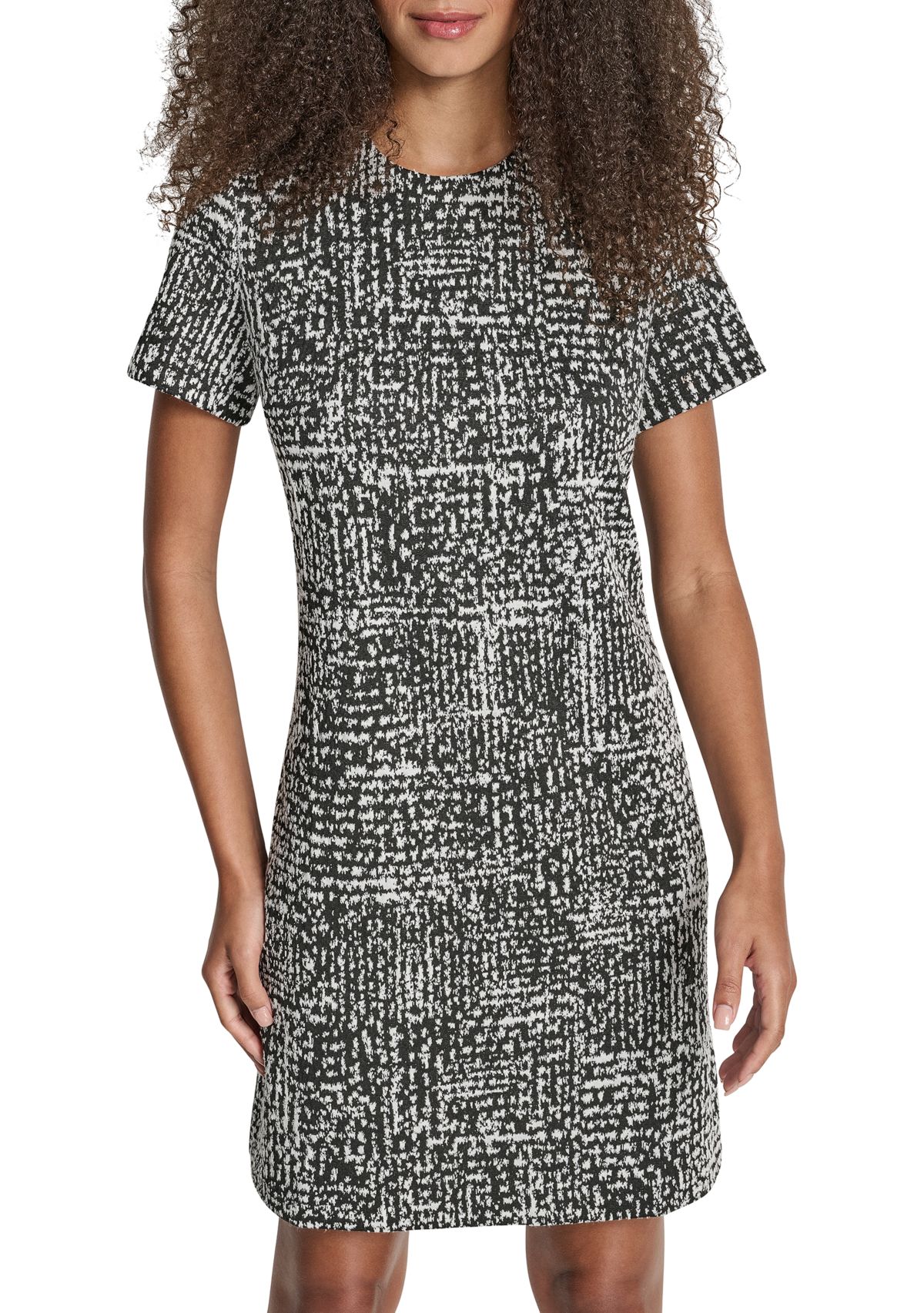Womens Houndstooth Print Sheath Dress